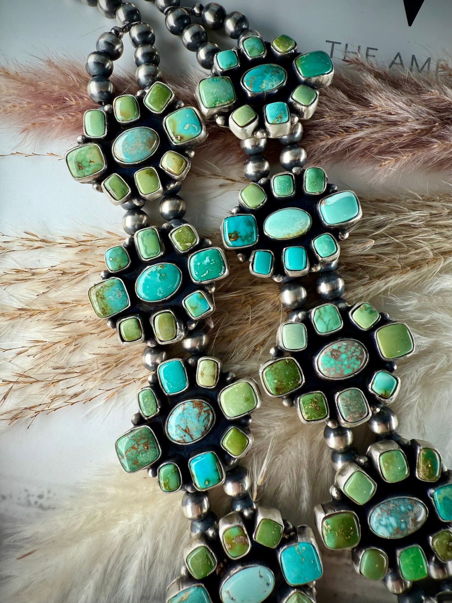 Ella Peter Square Mixed Mine Squash Blossom Necklace