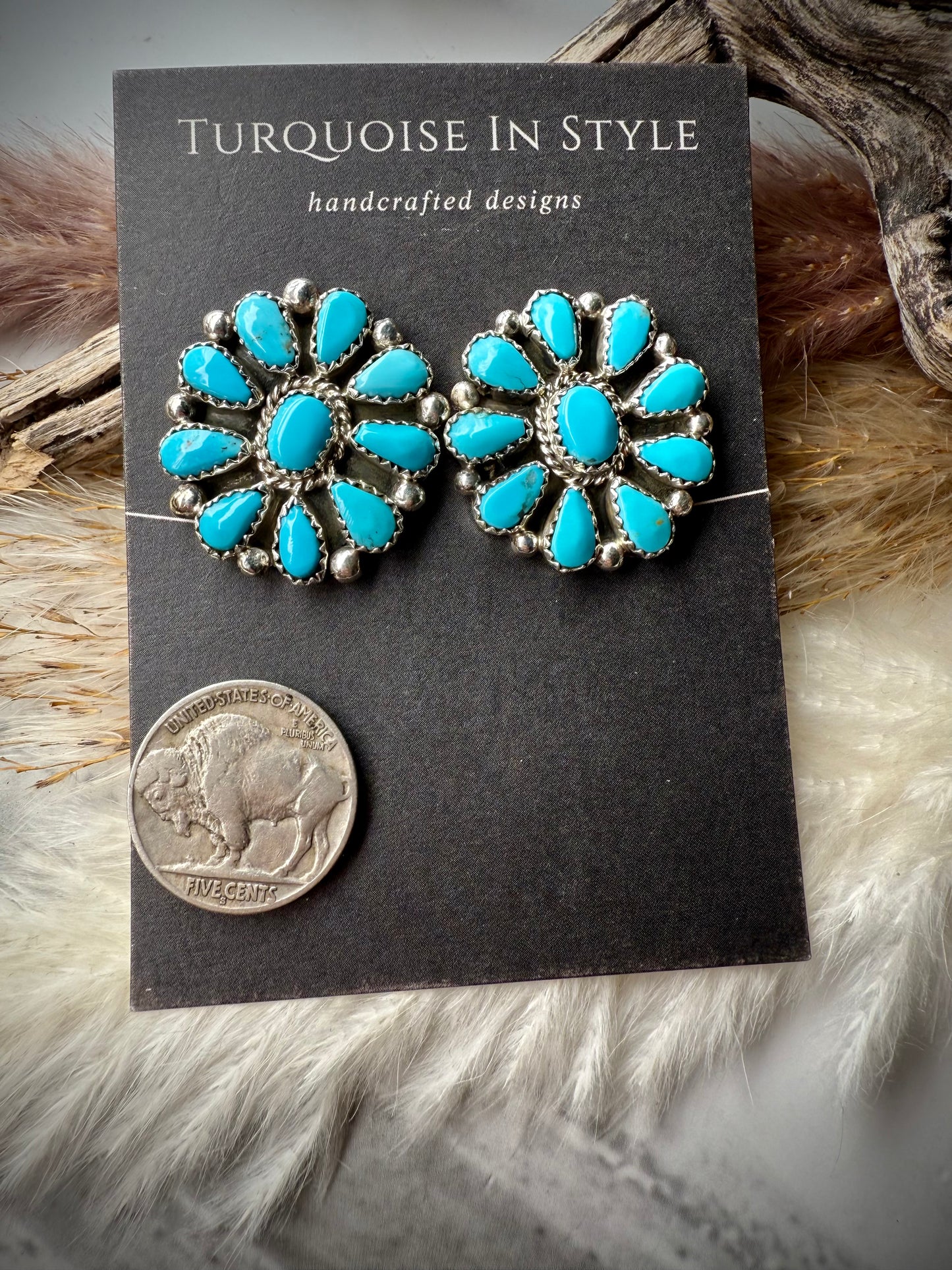 Eunise Wilson Turquoise Cluster Earrings