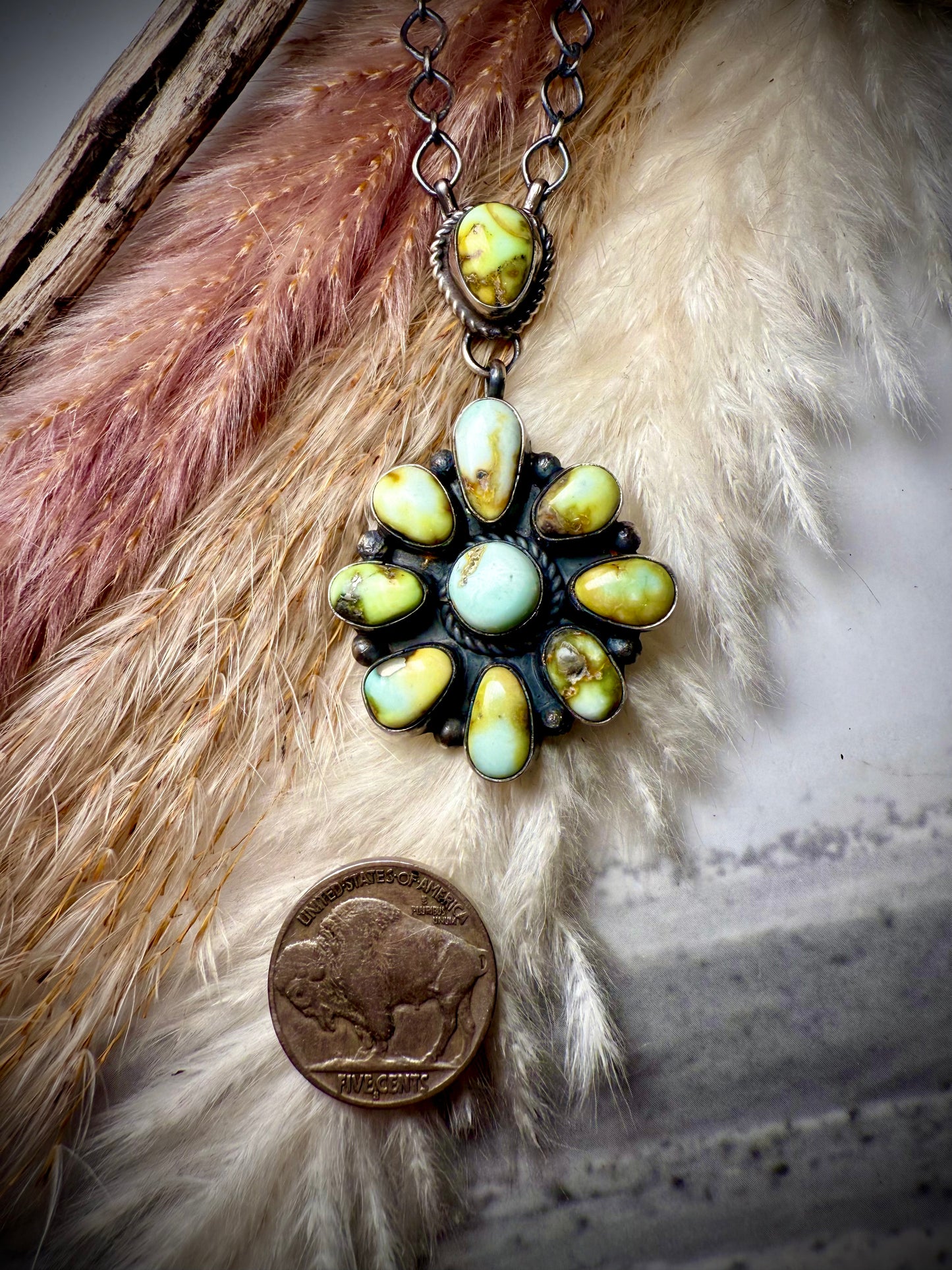 Eli Skeets Palomino Cluster Pendant Necklace
