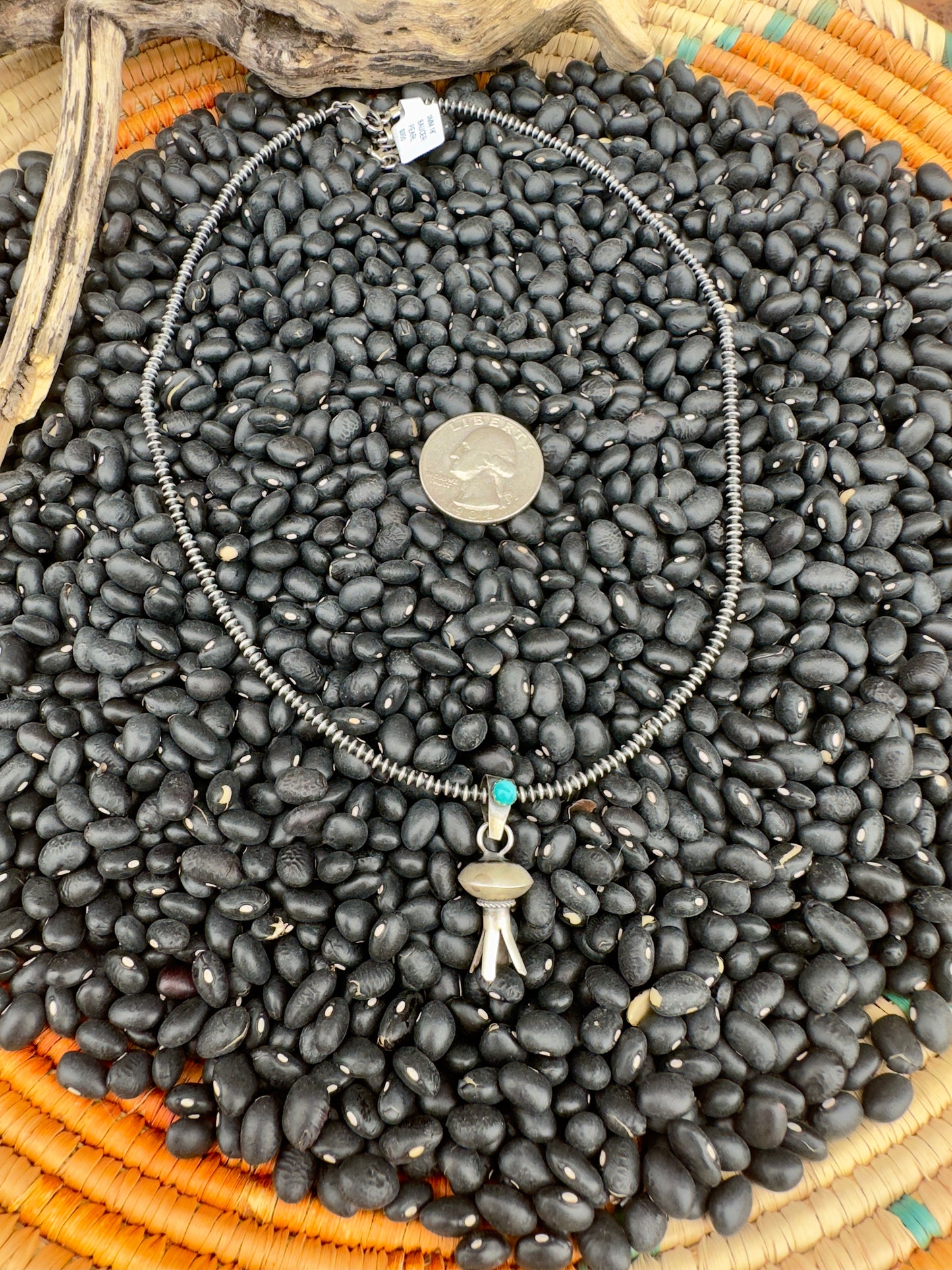 18" 3mm Saucer Pearl with blossom pendant