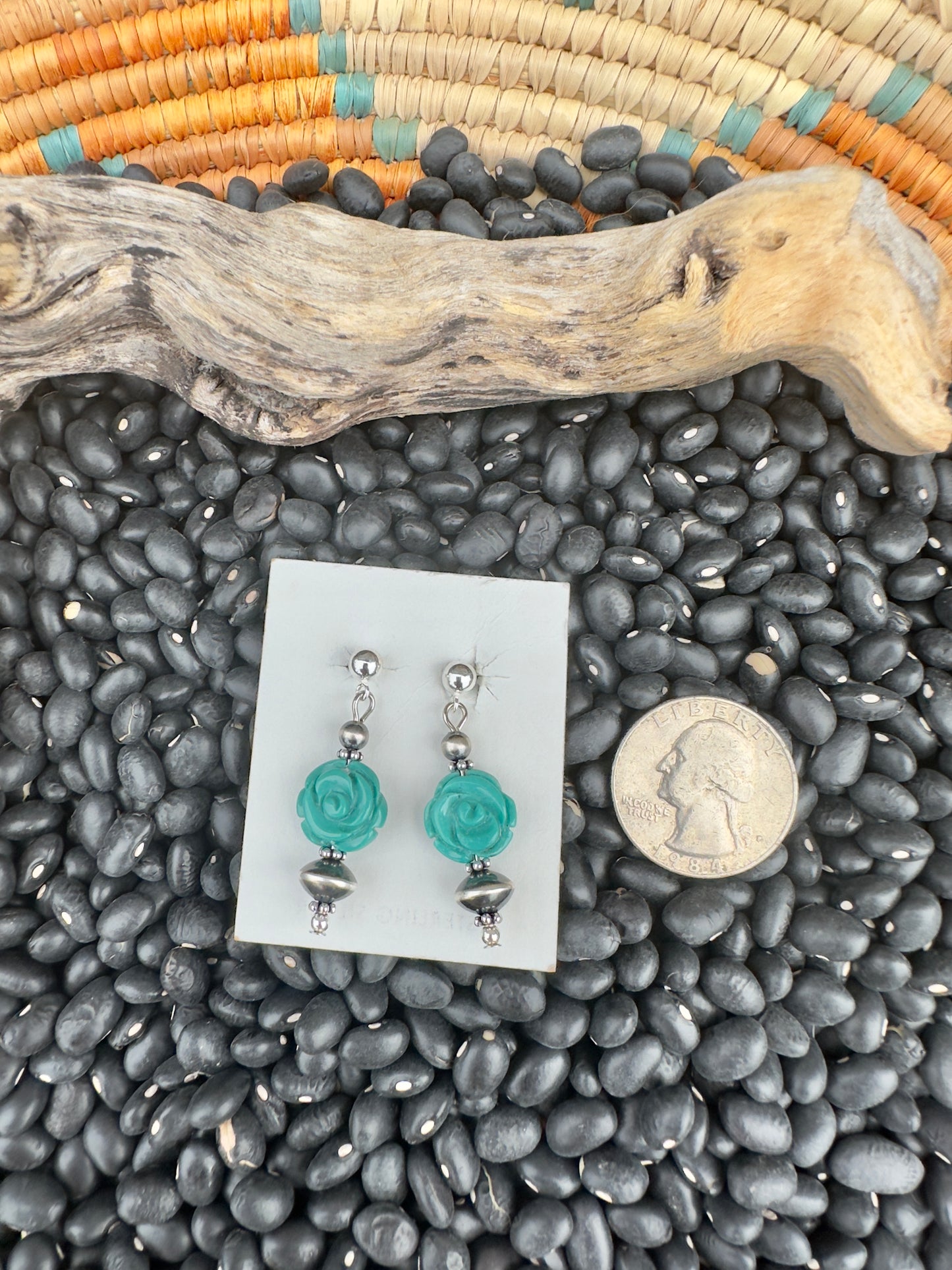 Turquoise Rose Earrings