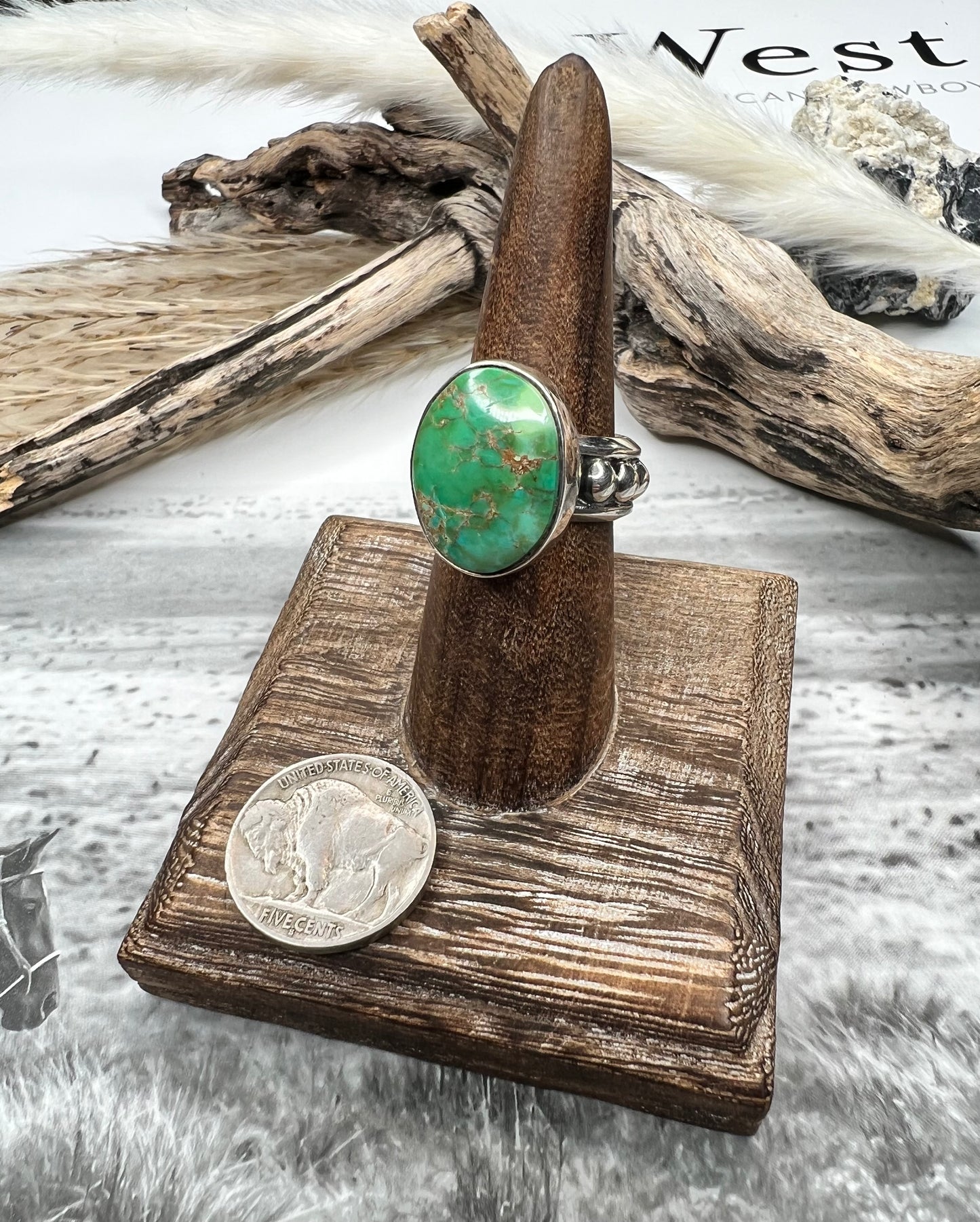 Green Royston Ring with Dots