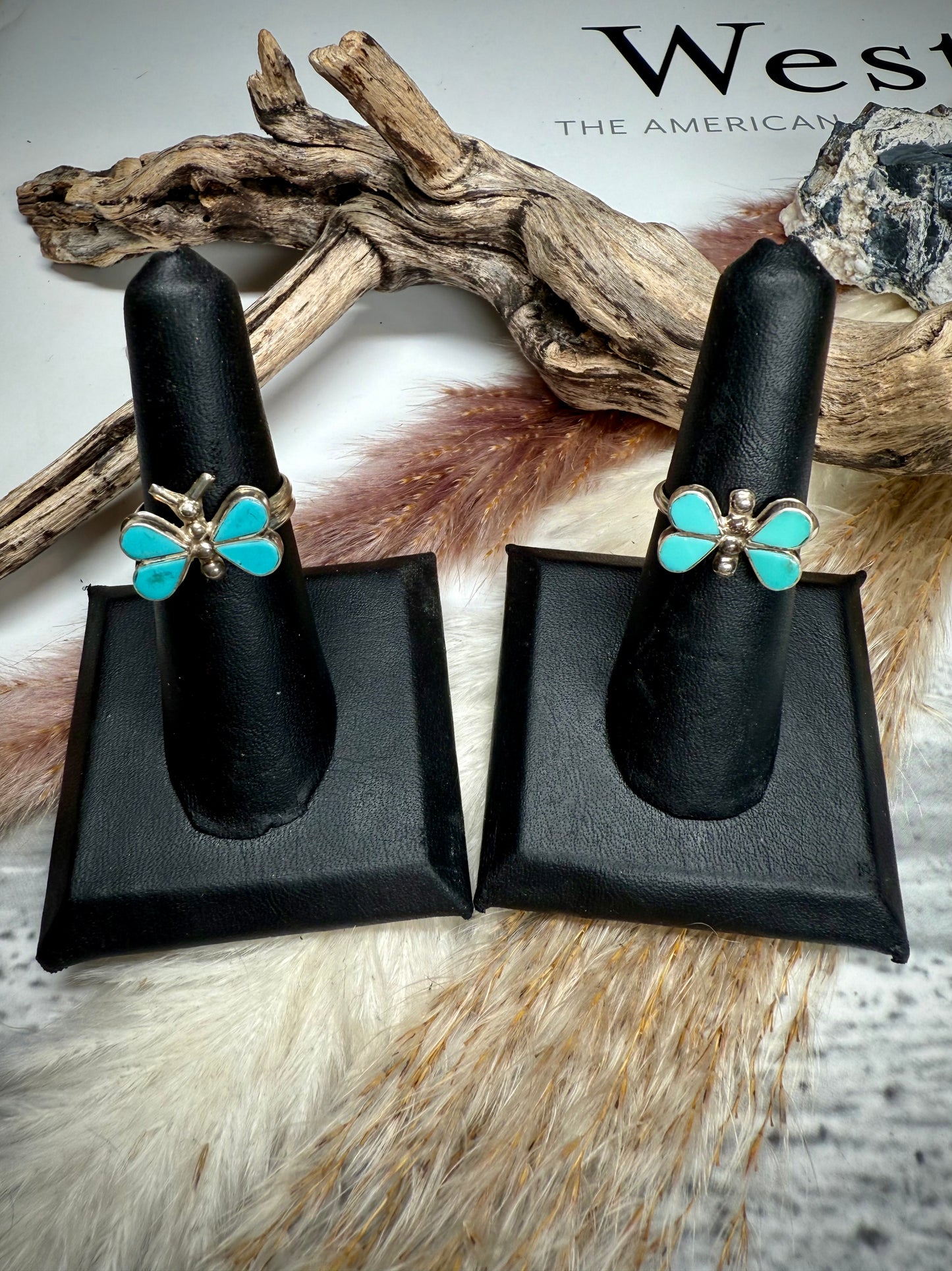 Swain Charlie Turquoise Inlay Butterfly Ring
