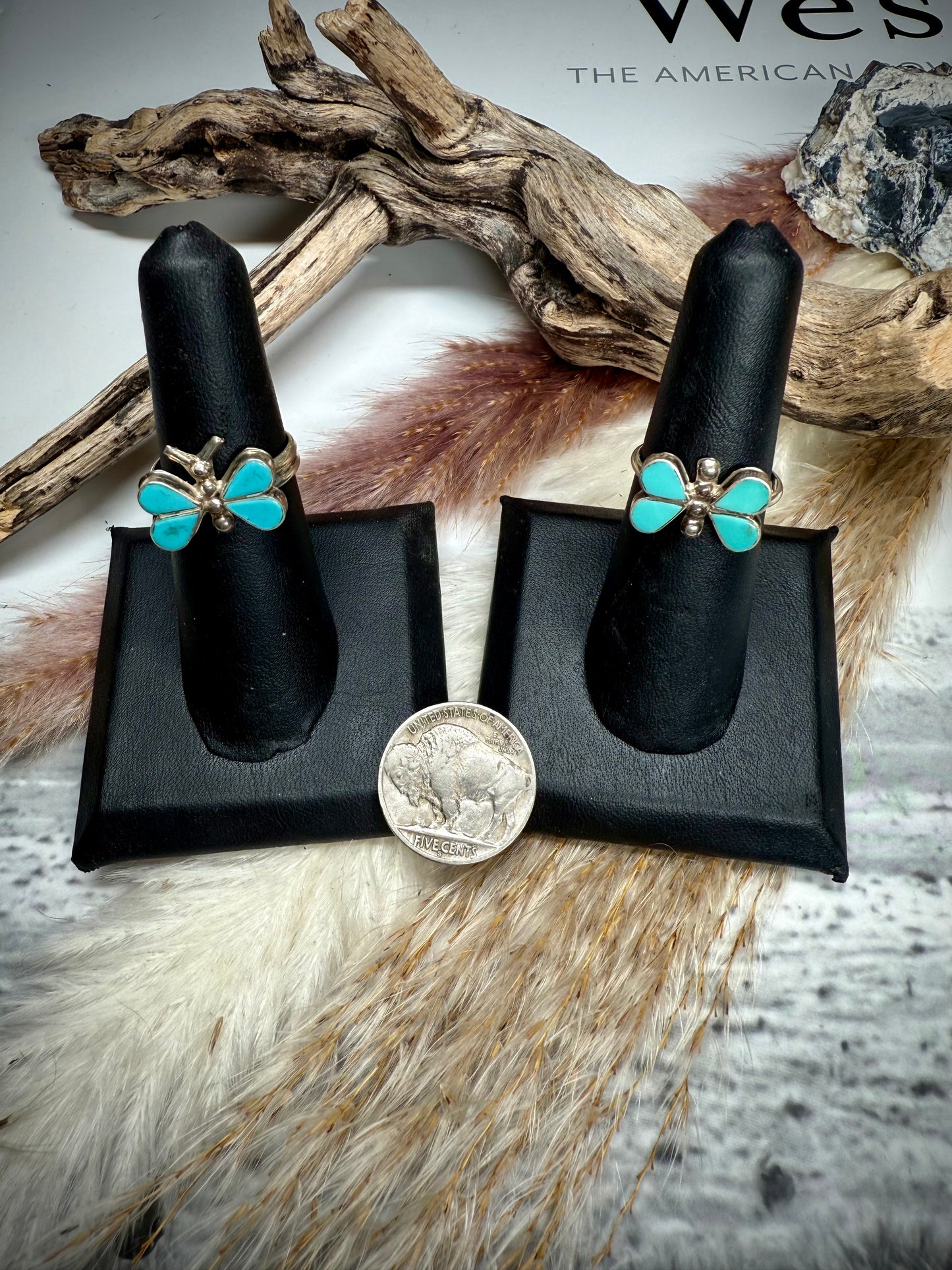 Swain Charlie Turquoise Inlay Butterfly Ring