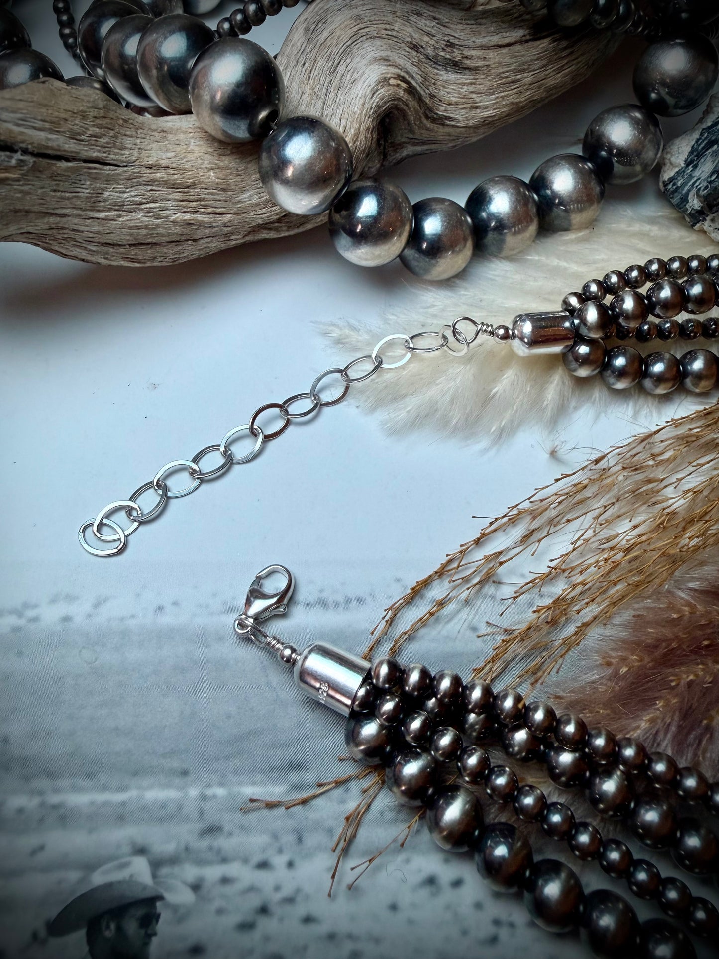Layered Four Strand Sterling Pearl Necklace