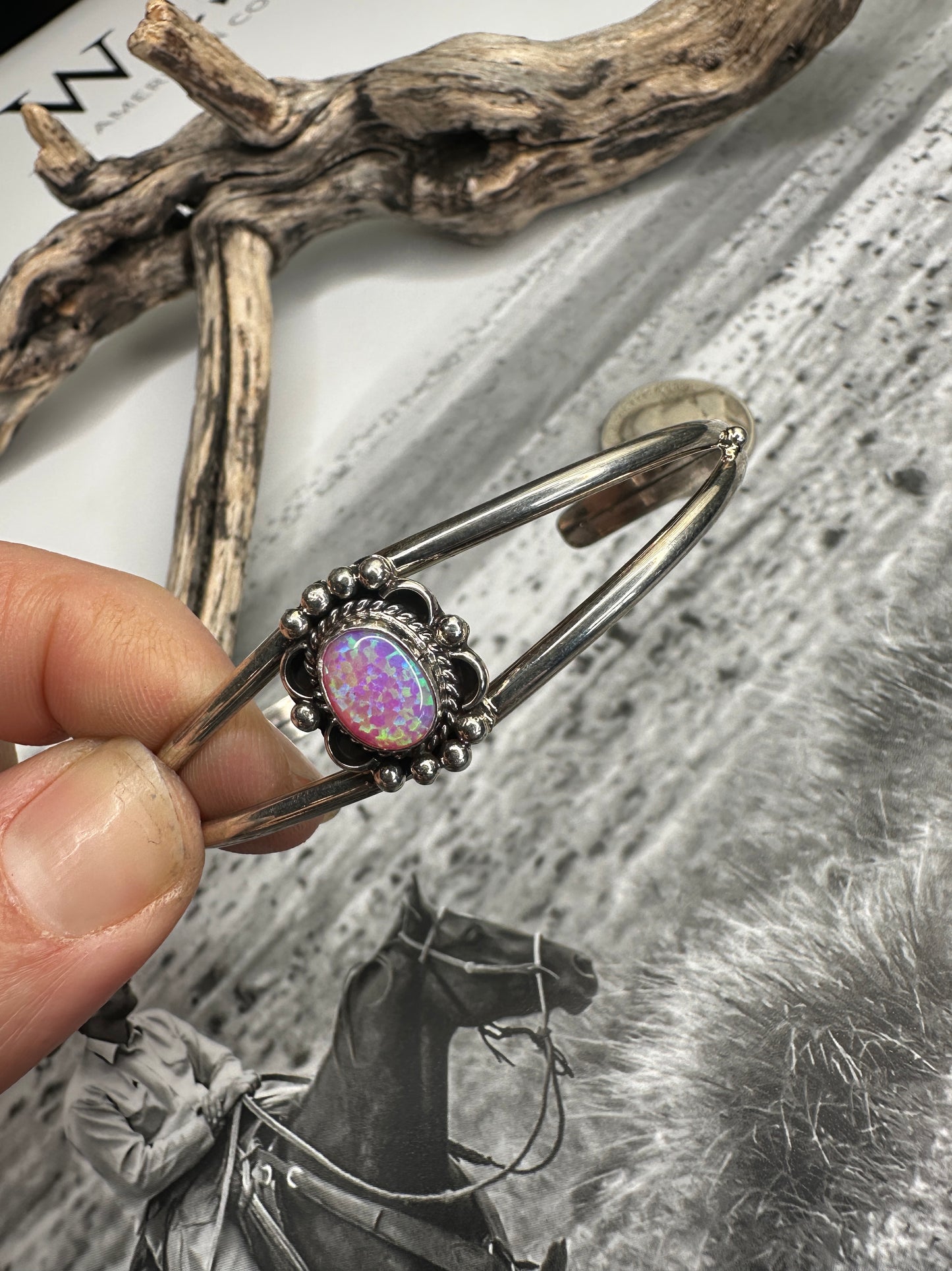 Marco Begay Pink Opal Cuff