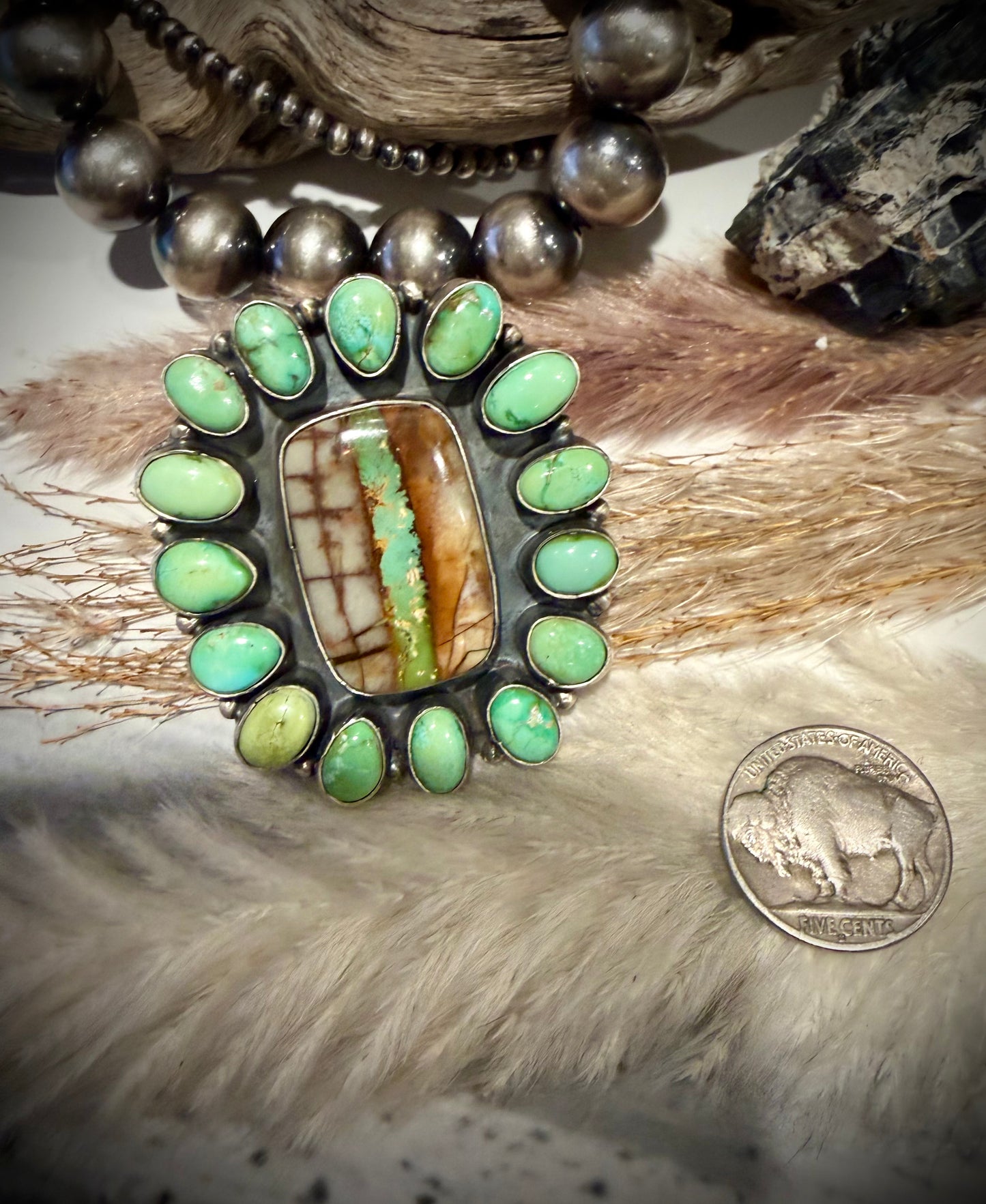 Megan's VAULTED Ella Peter Square Sonoran and Ribbon Cluster Ring