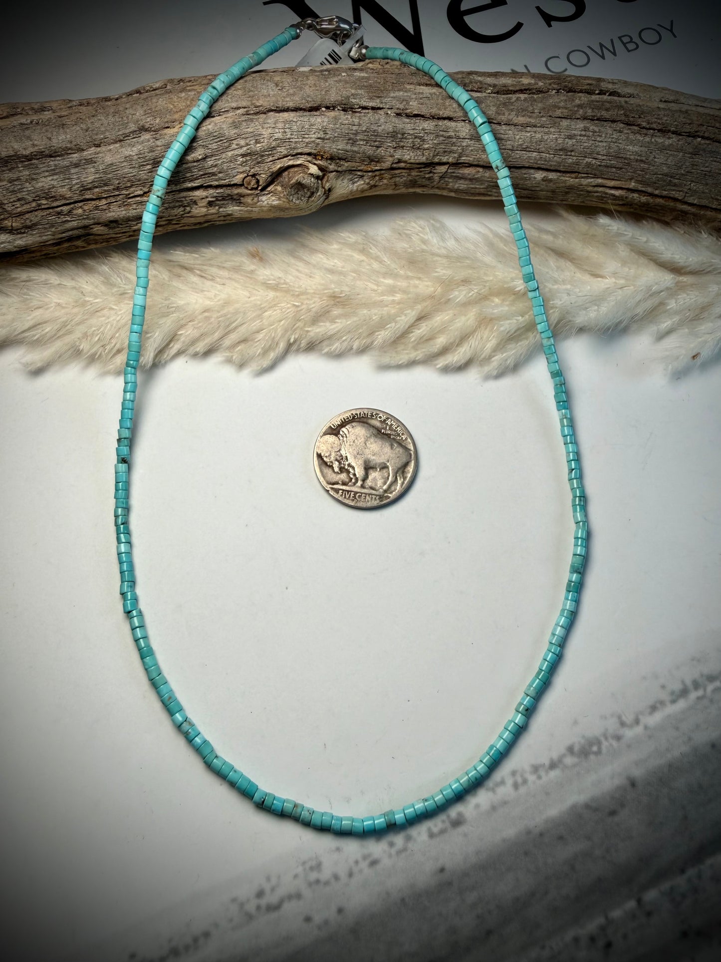 16" Dainty Heishi Turquoise Necklace