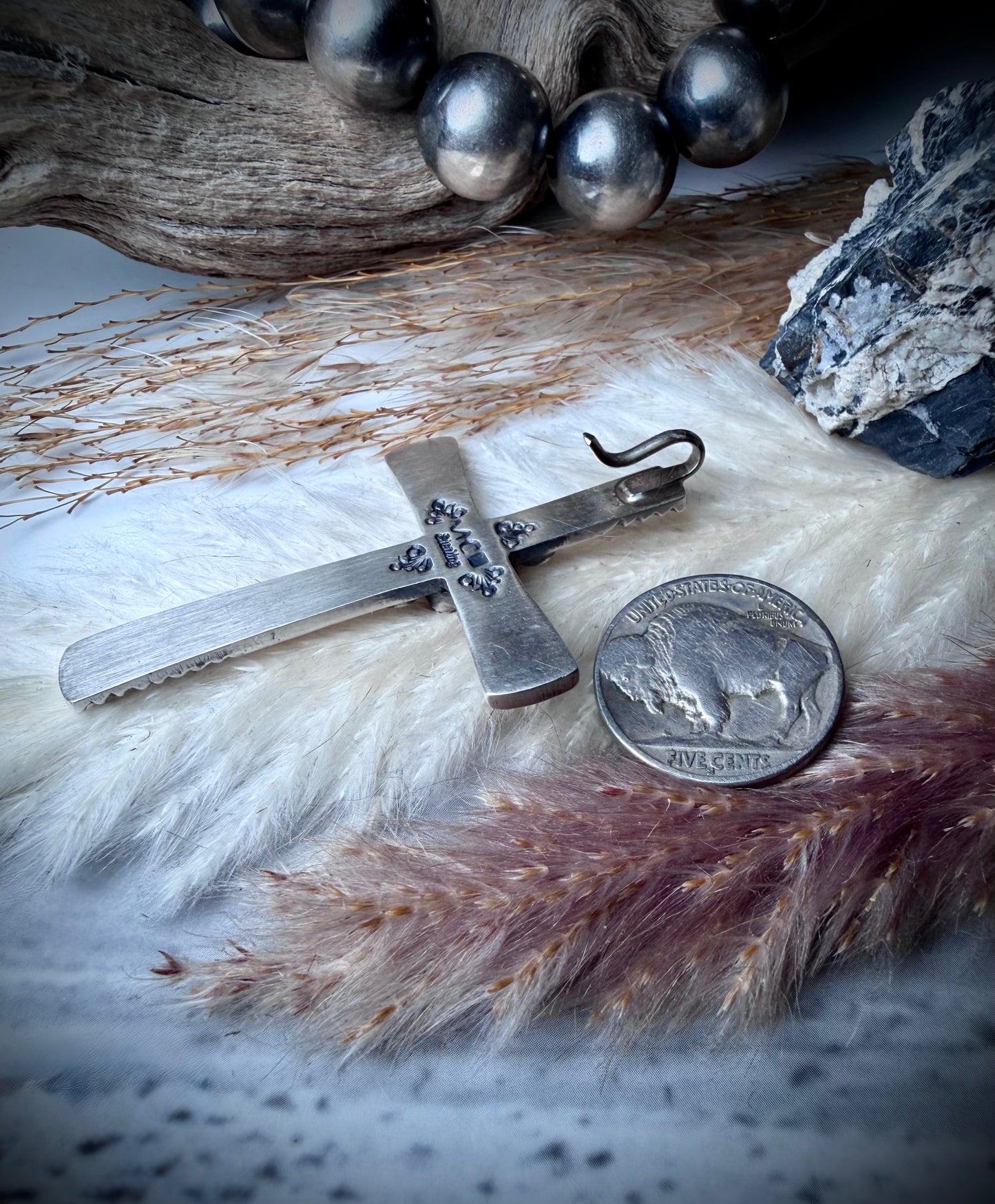 Red Coral Cross Pendant