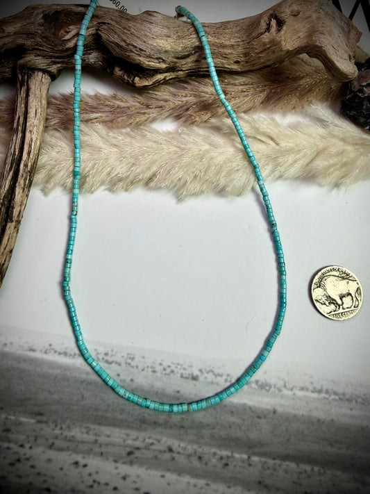 16" Dainty Turquoise Heishi Necklace