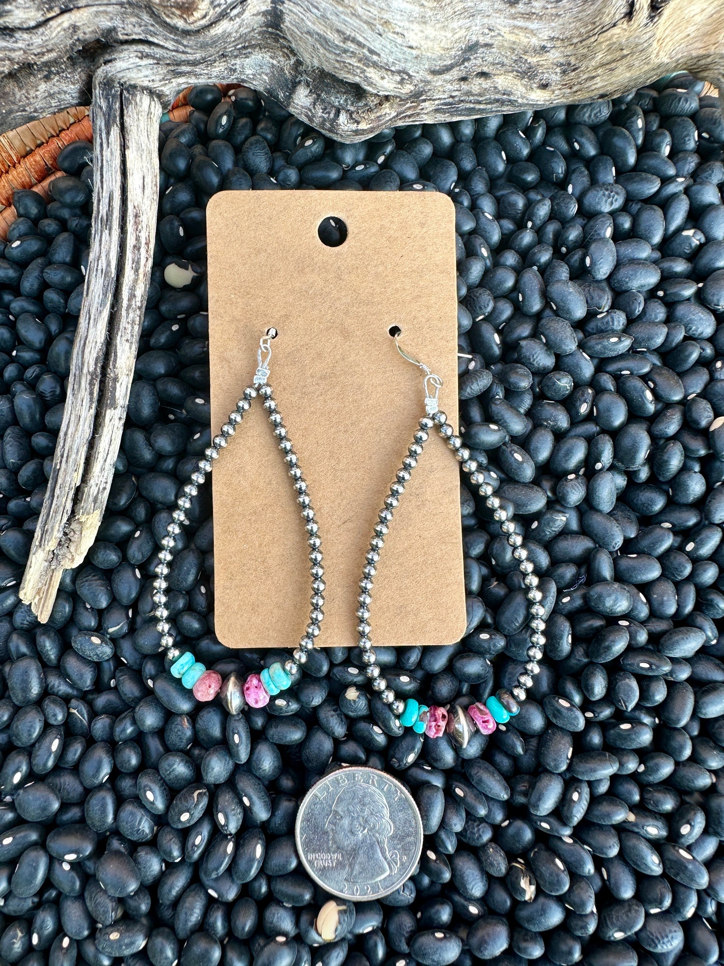 Purple Spiny & Turquoise Navajo Pearl Hoops