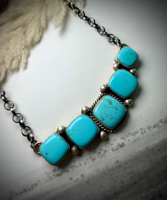 Large Kingman Five Stone Bar Necklace