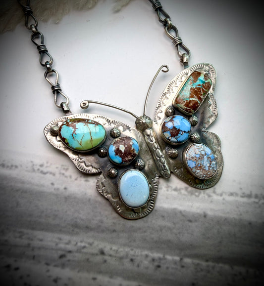 Jeff Largo Turquoise Butterfly Necklace