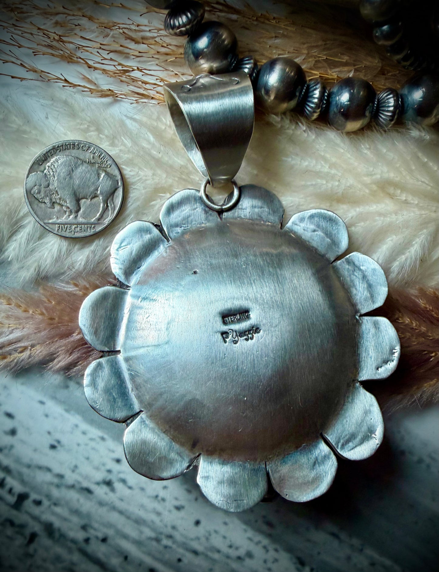 Golden Hills Flower and Bee Pendant