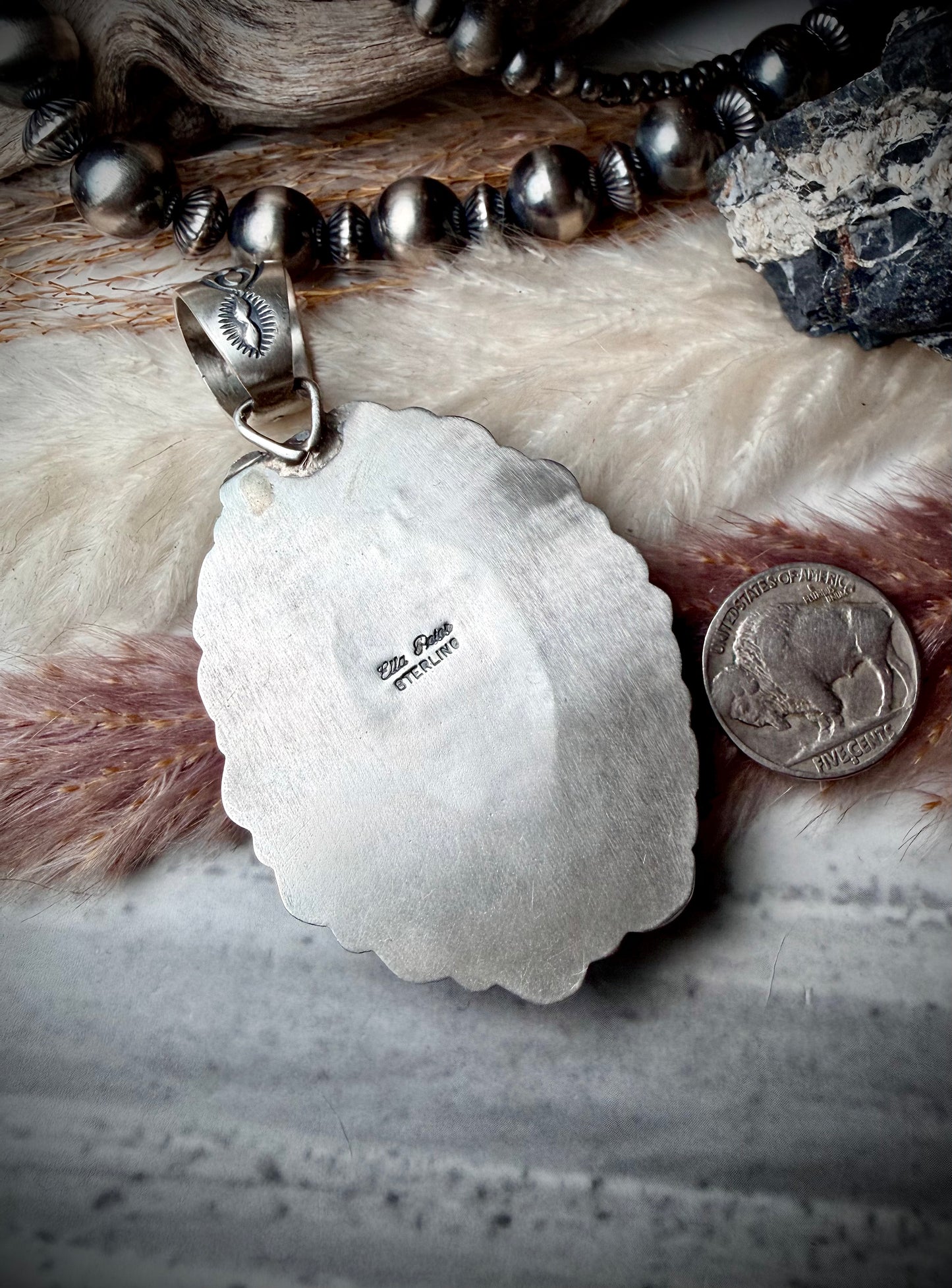 Ella Peter Blackjack and Turquoise Pendant
