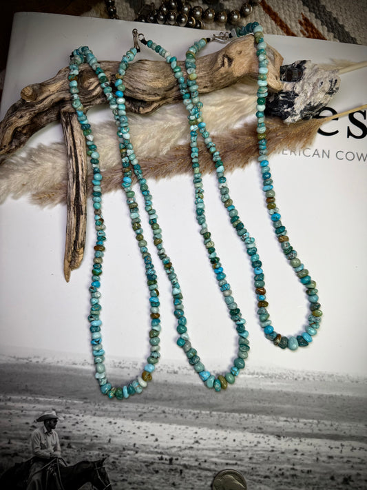 Genuine Lone Mountain Turquoise Beaded Necklaces