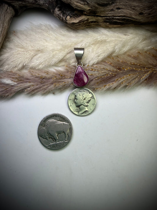 Small Purple Spiny and 1929 Mercury Dime Pendant