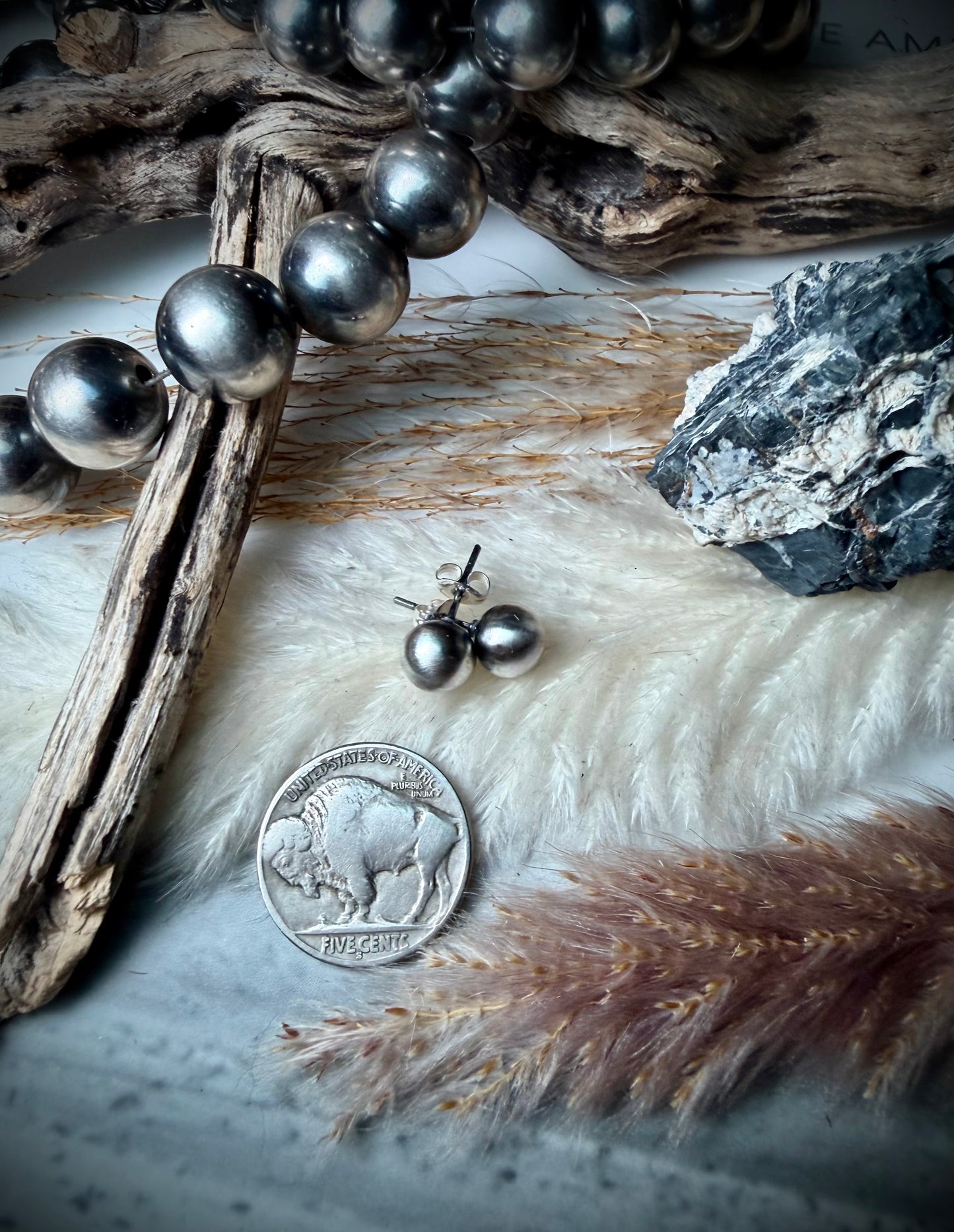 8mm Sterling Pearl Earring