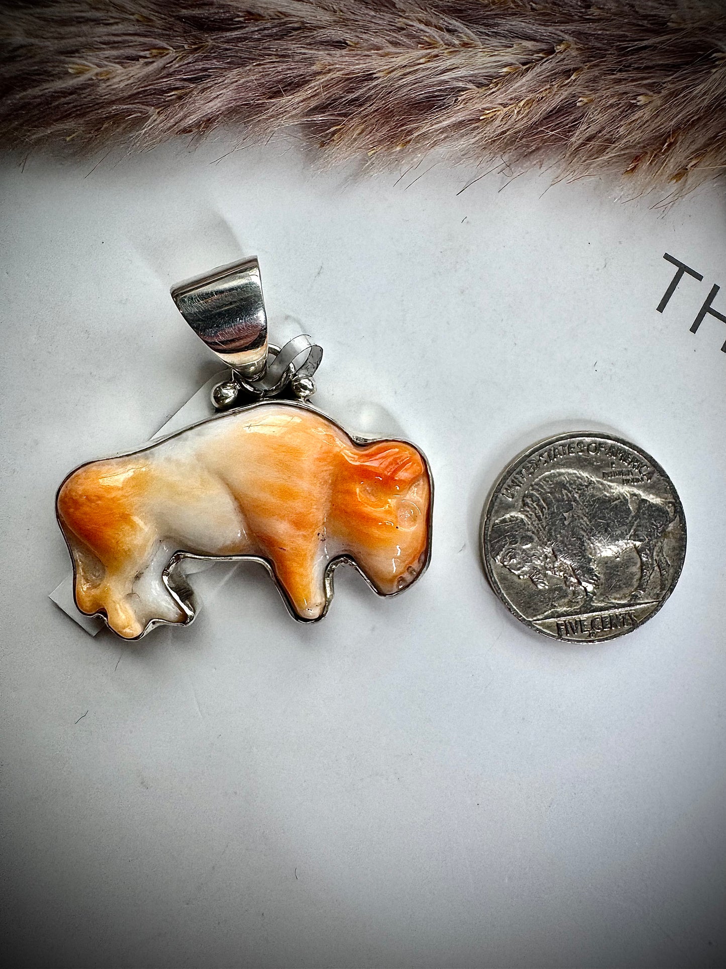 Orange Spiny Buffalo Pendant