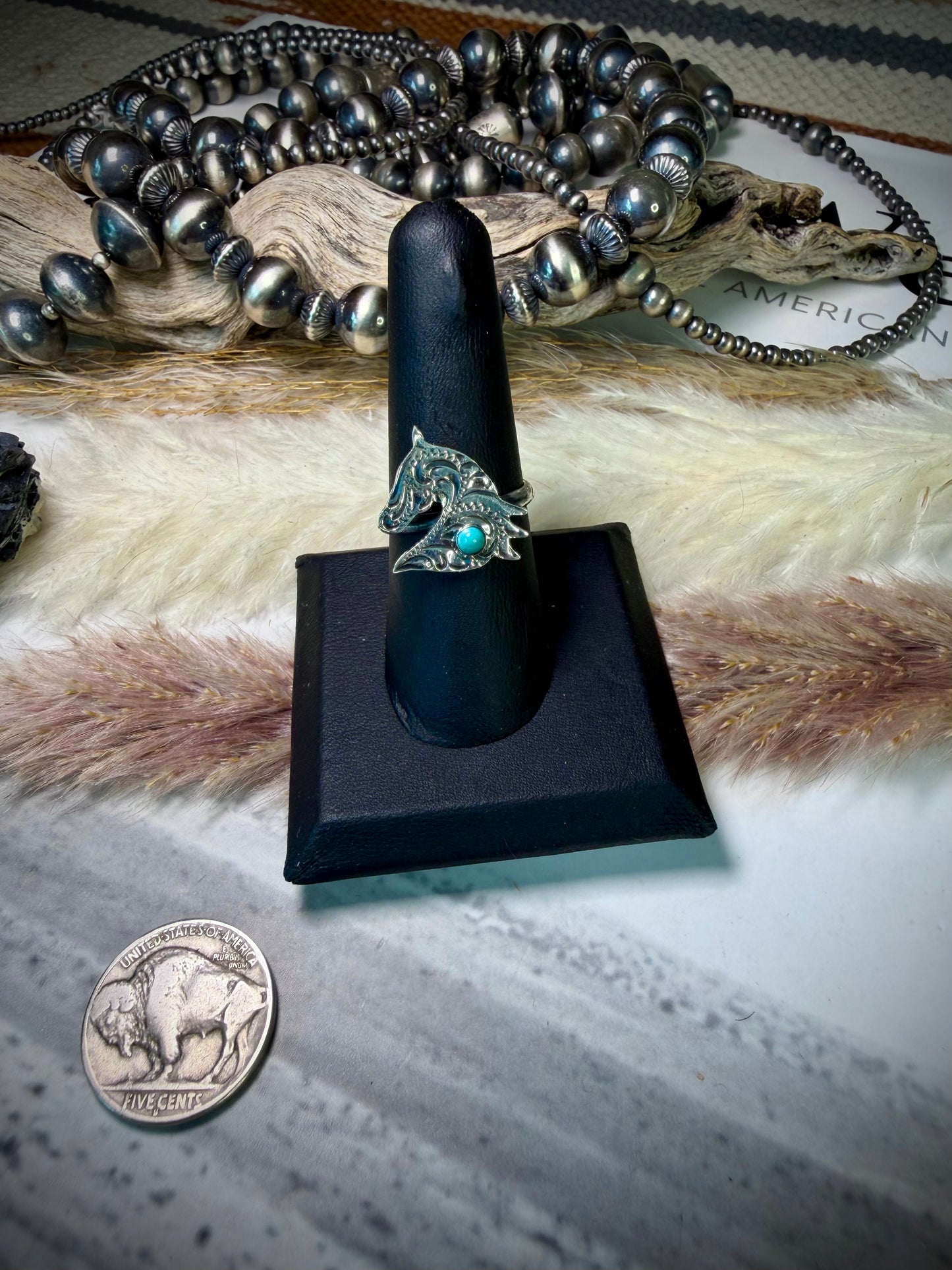 Sonyei Coho Engraved Horse Ring