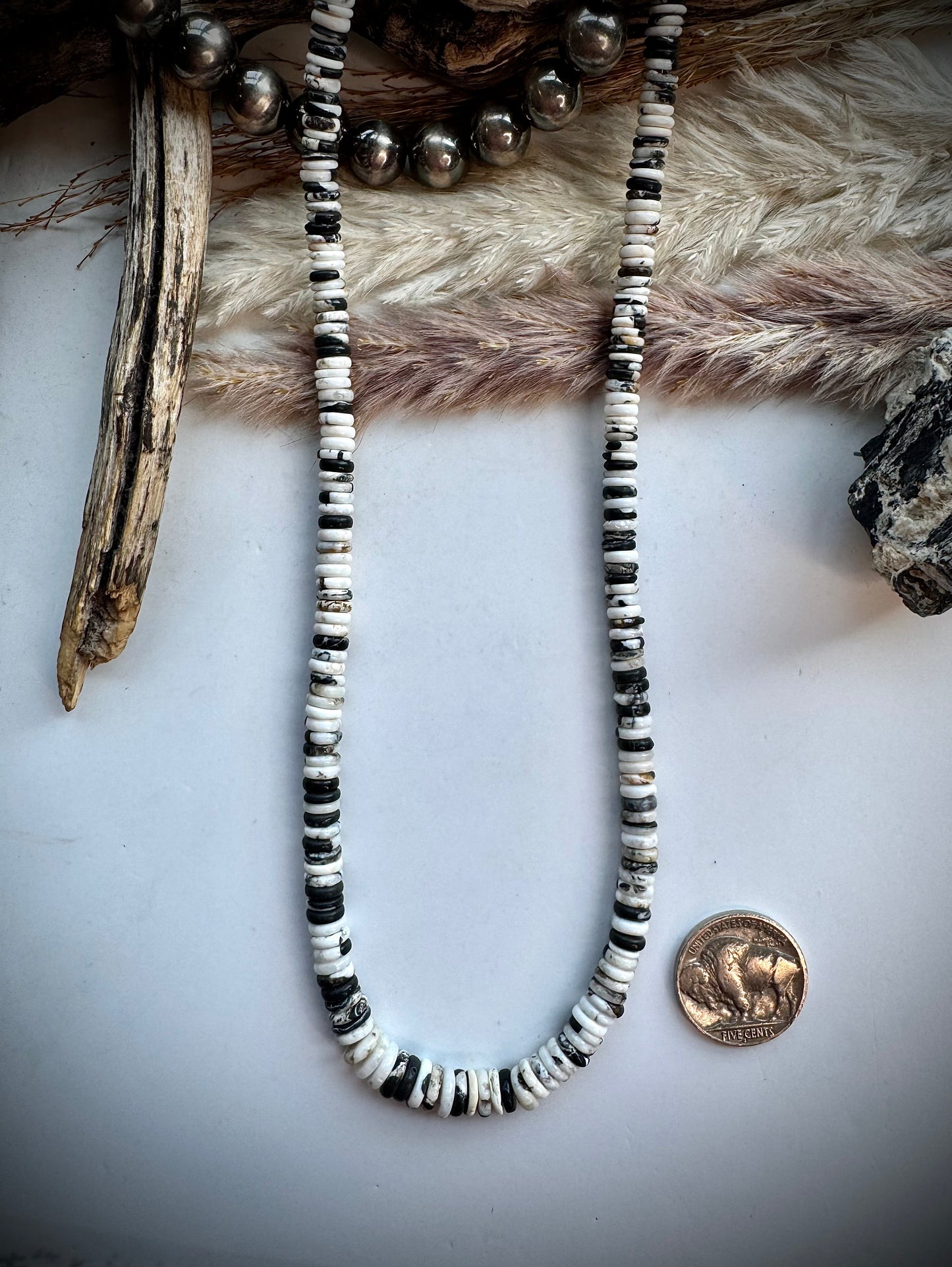 17 1/2" White Buffalo Heishi Necklace