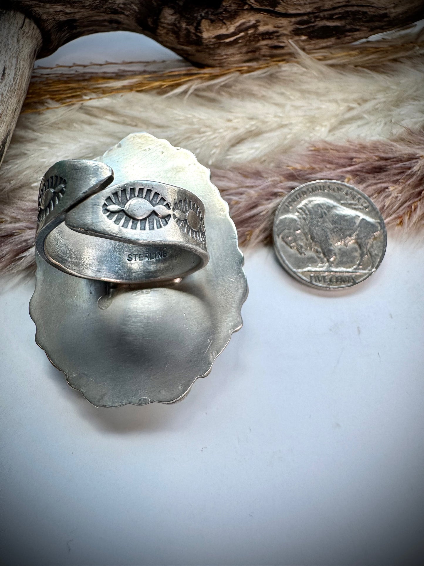 White Buffalo & Sleeping Beauty Adjustable Ring