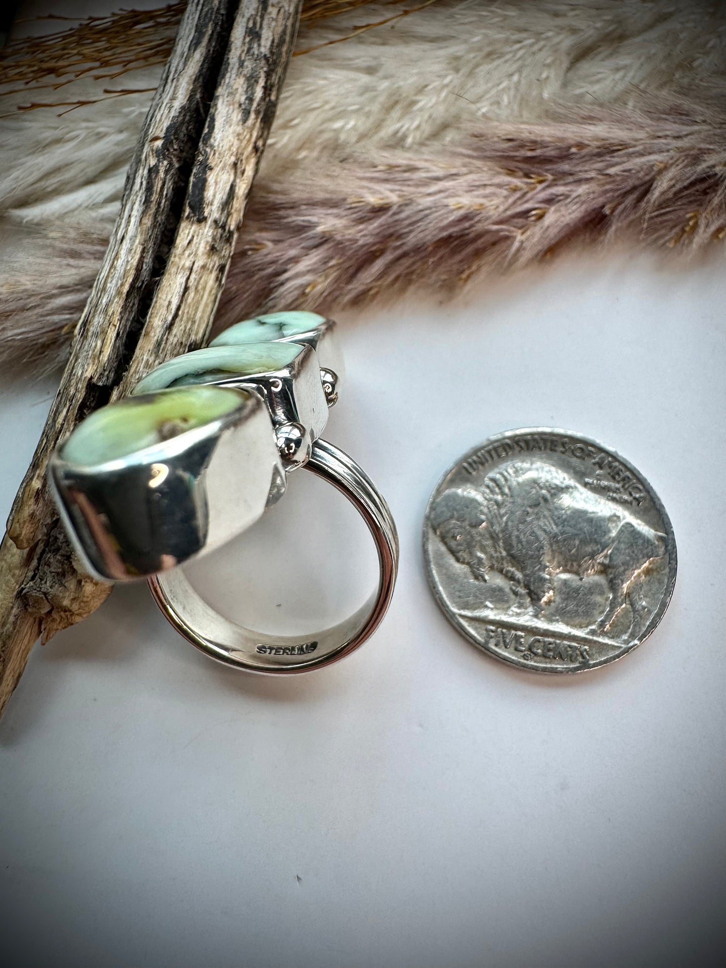 Three Stone Palomino Crawler Ring- 6