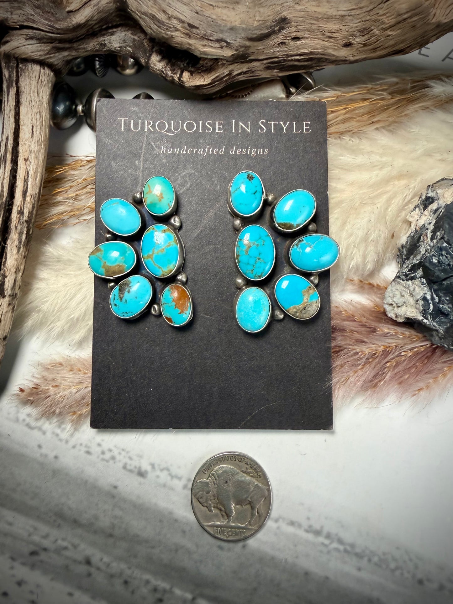 Bold & Beautiful Turquoise Cluster Earrings