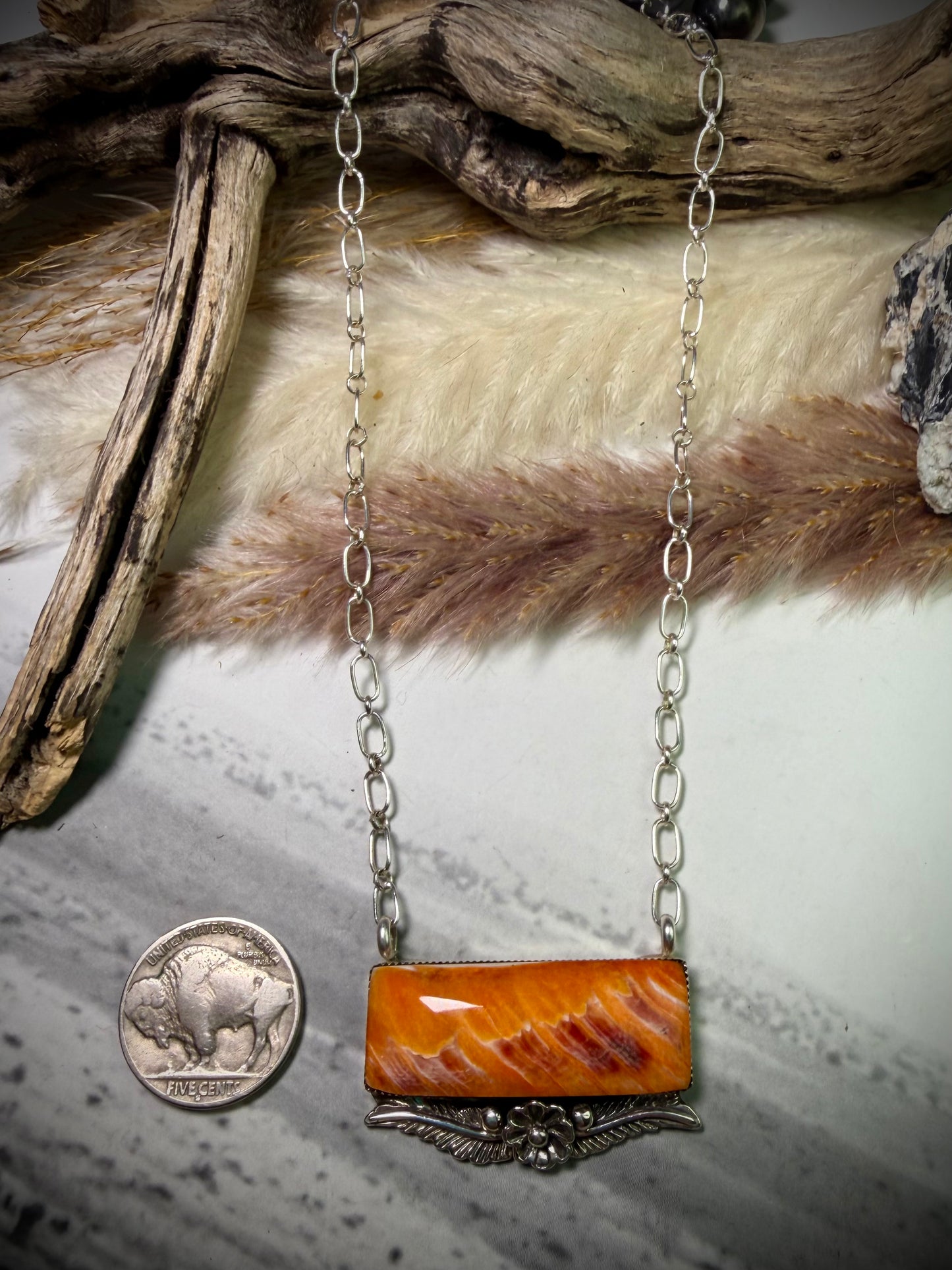 Gregg Yazzie Orange Spiny Necklace