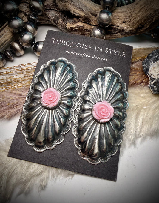 Pink Conch Rose Earrings by Rita Lee