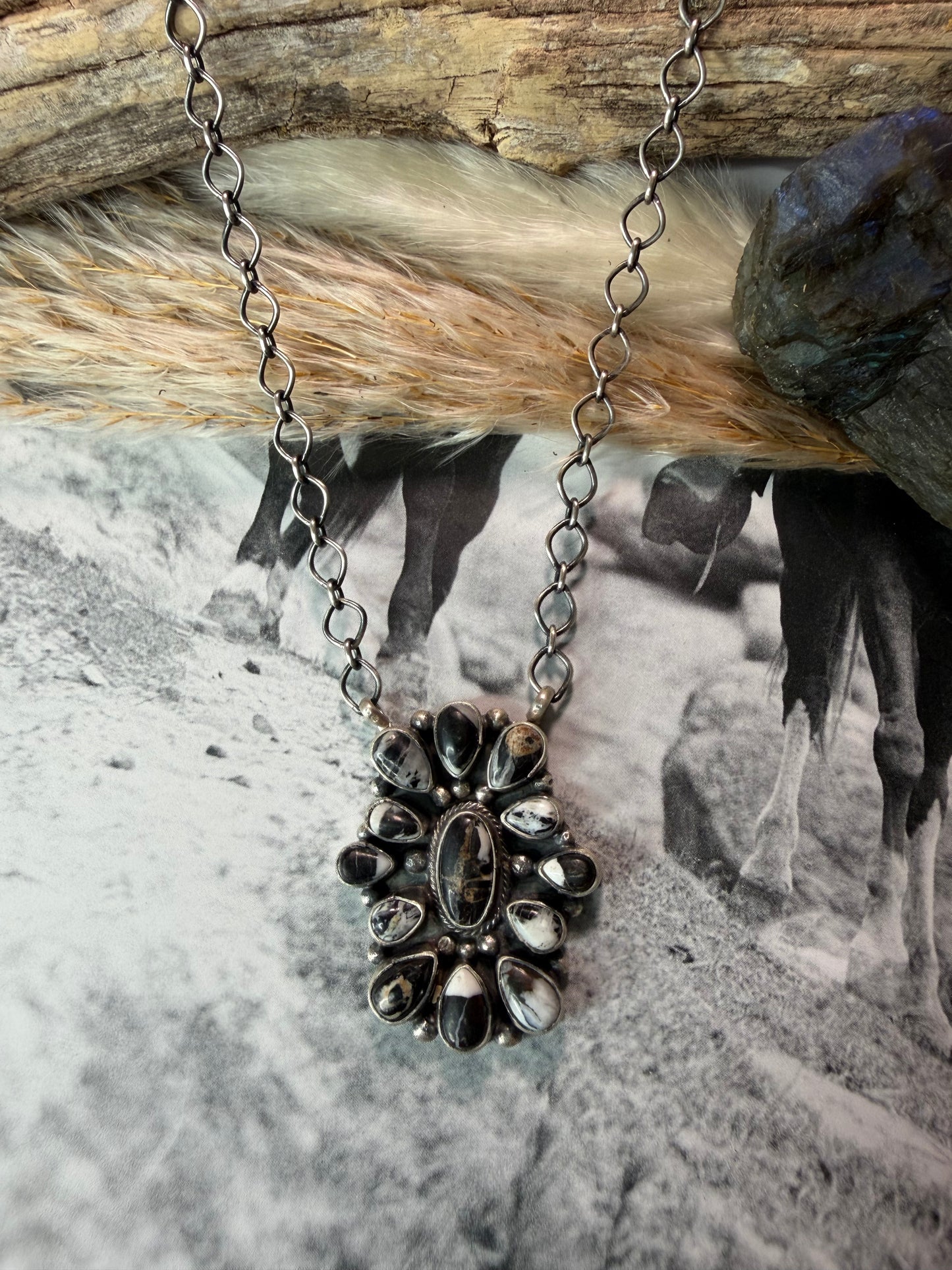 White Buffalo Cluster Necklace