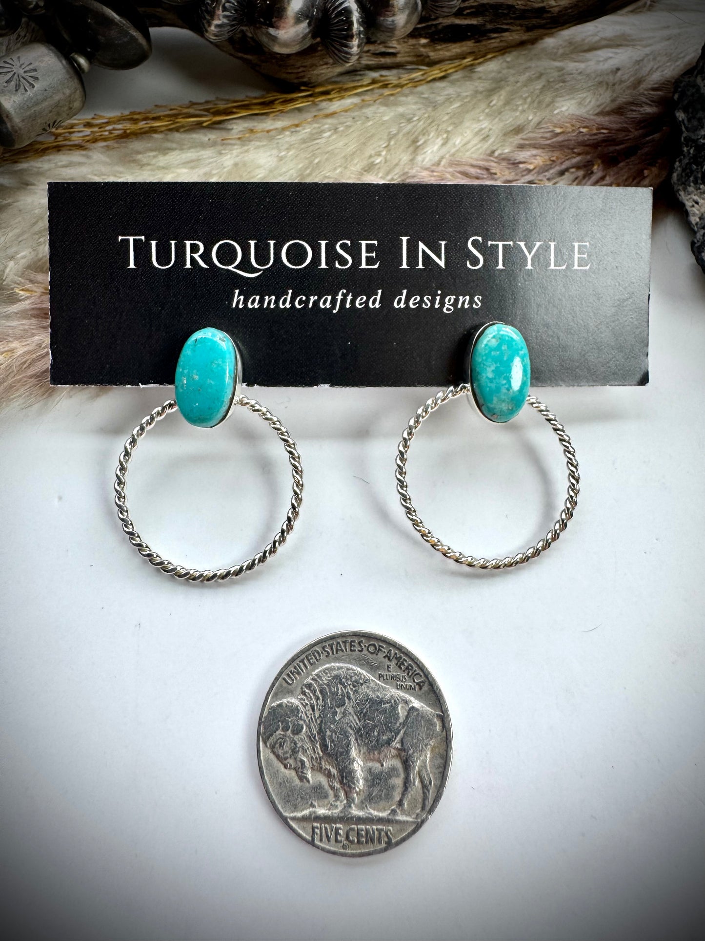 Turquoise Stone Hoop Earring