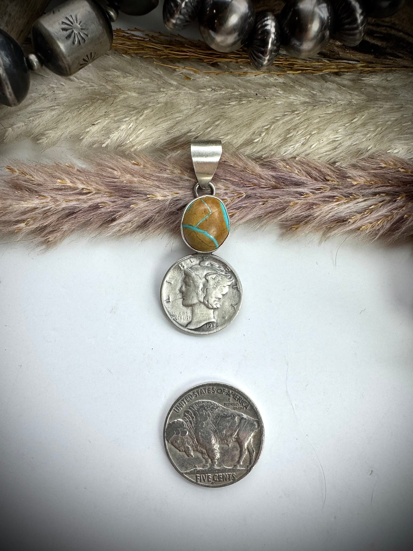 Royston Ribbon & 1935 Mercury Dime Pendant