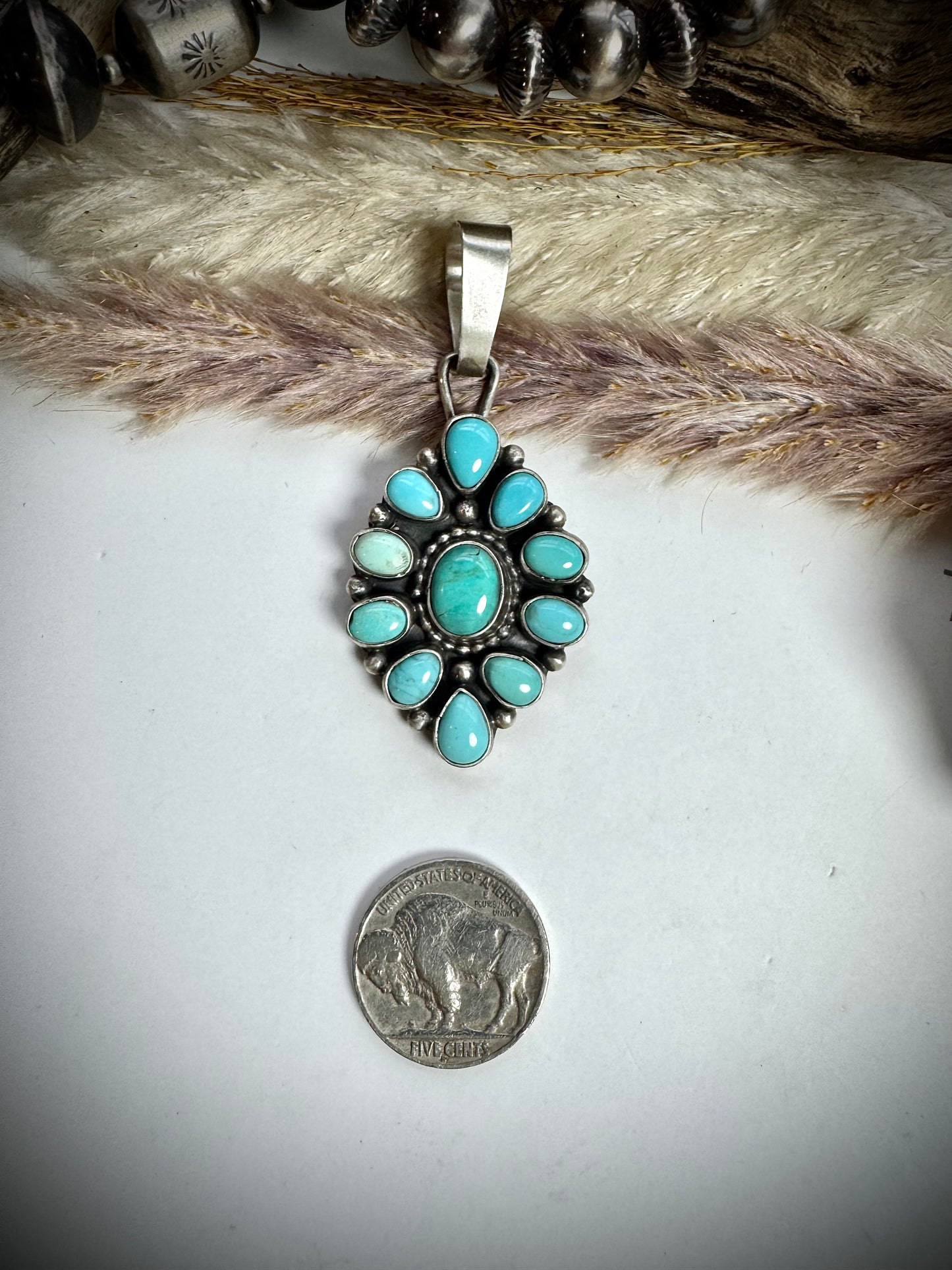 Shelia Becenti Mine #8 Turquoise Pendant