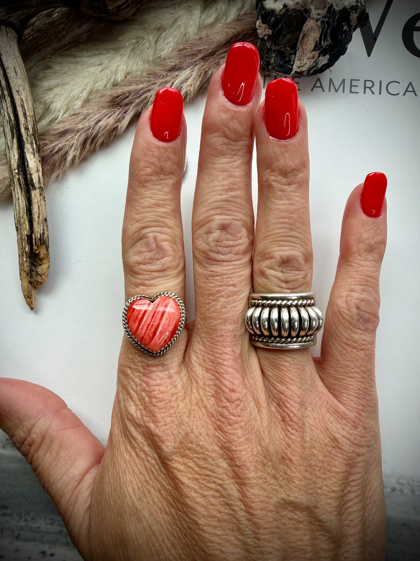 Red Spiny Heart Ring- 9