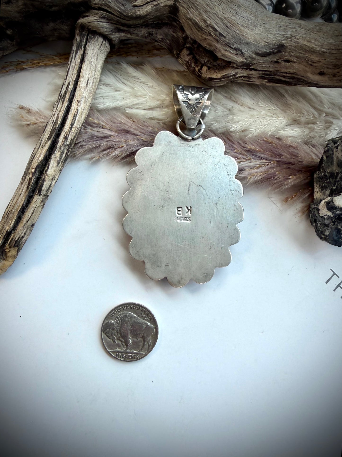 Pink Conch & Lapis Pendant