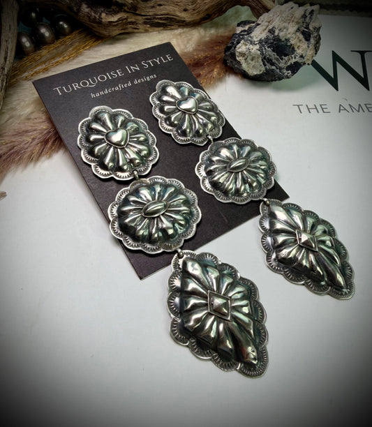 All Silver Rita Lee Triple Dangle- Heart