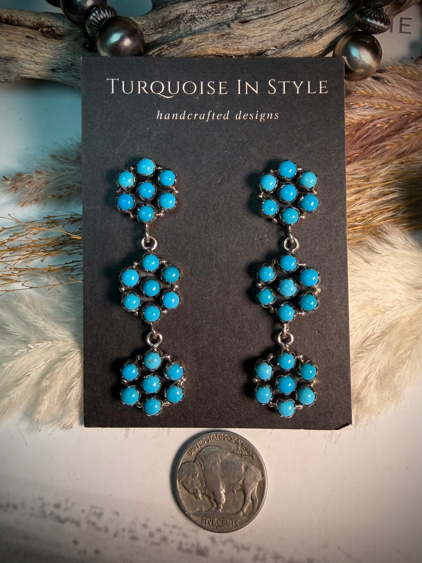 Flower Cluster Dangle Earrings