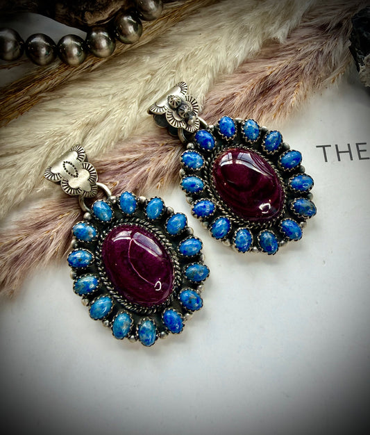 Lapis and Purple Spiny Cluster Pendant