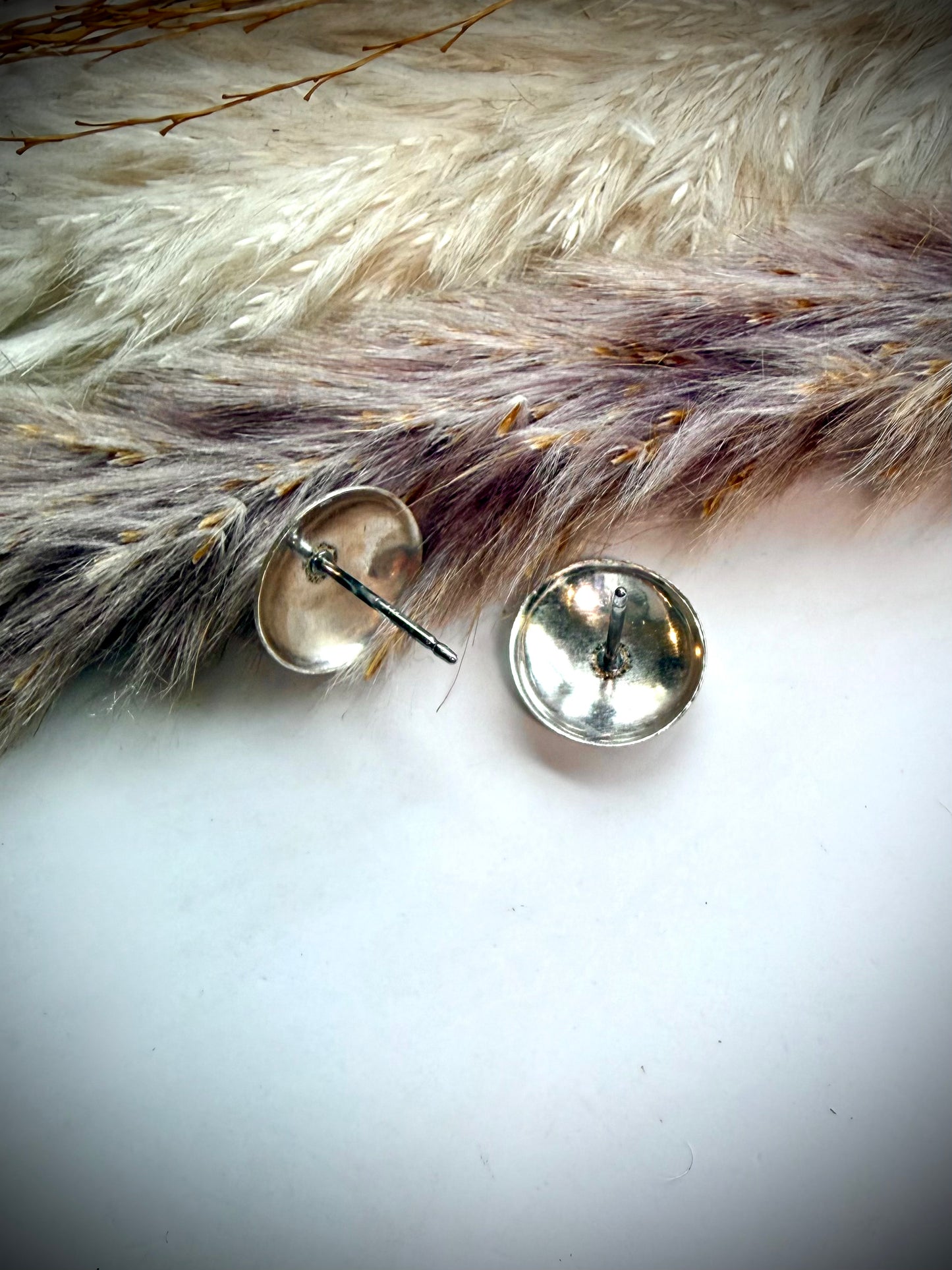 Sterling Half Pearl Studs- 11mm
