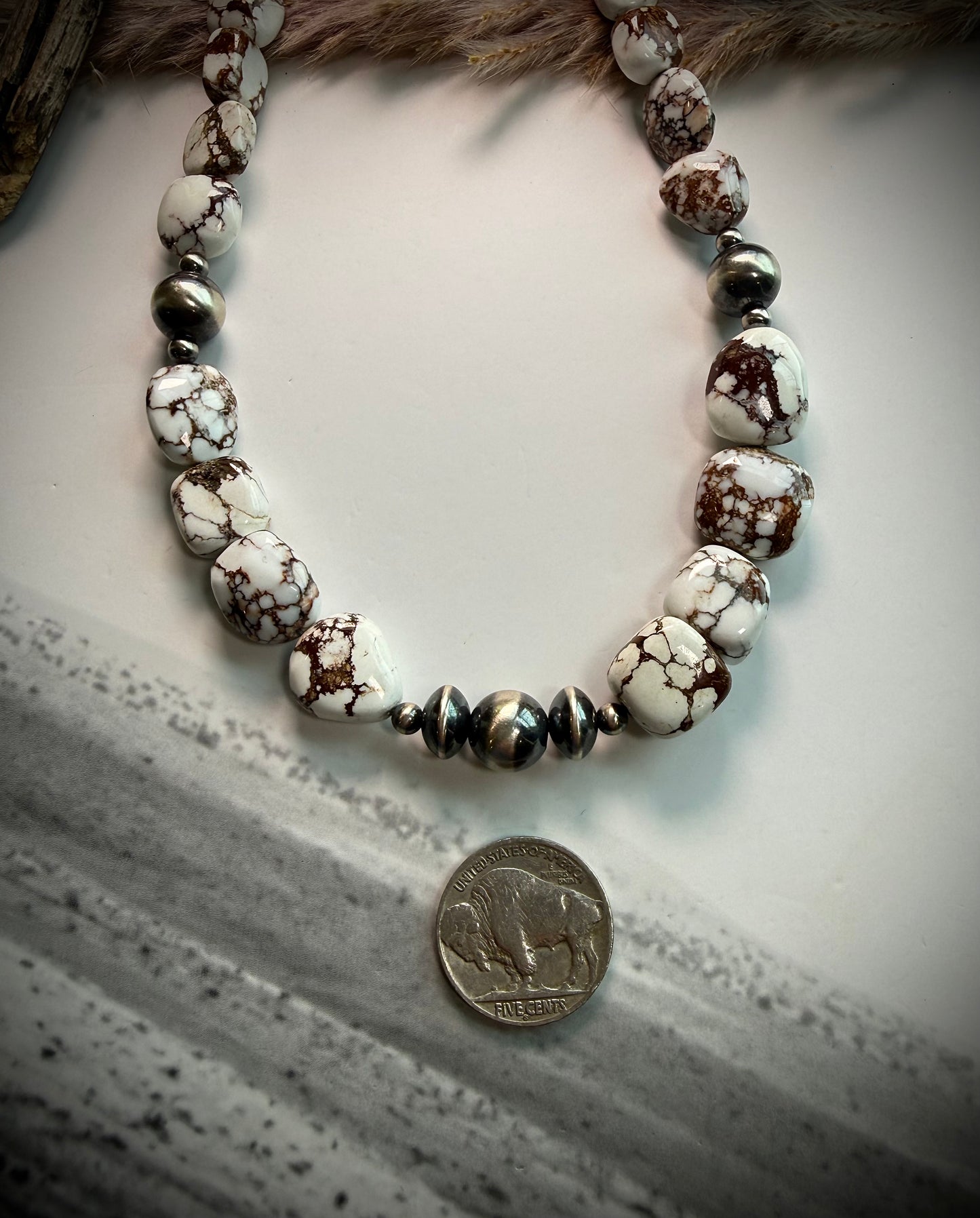 Big, Fluffy Marshmallow Wild Horse Beaded Necklace