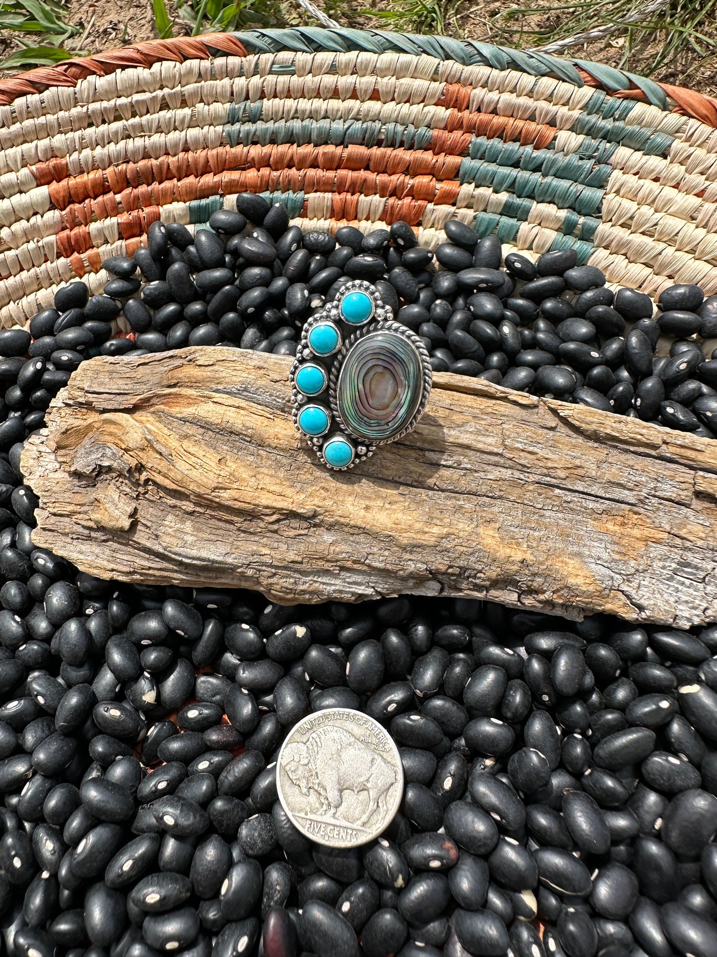 Abalone & Turquoise Ring