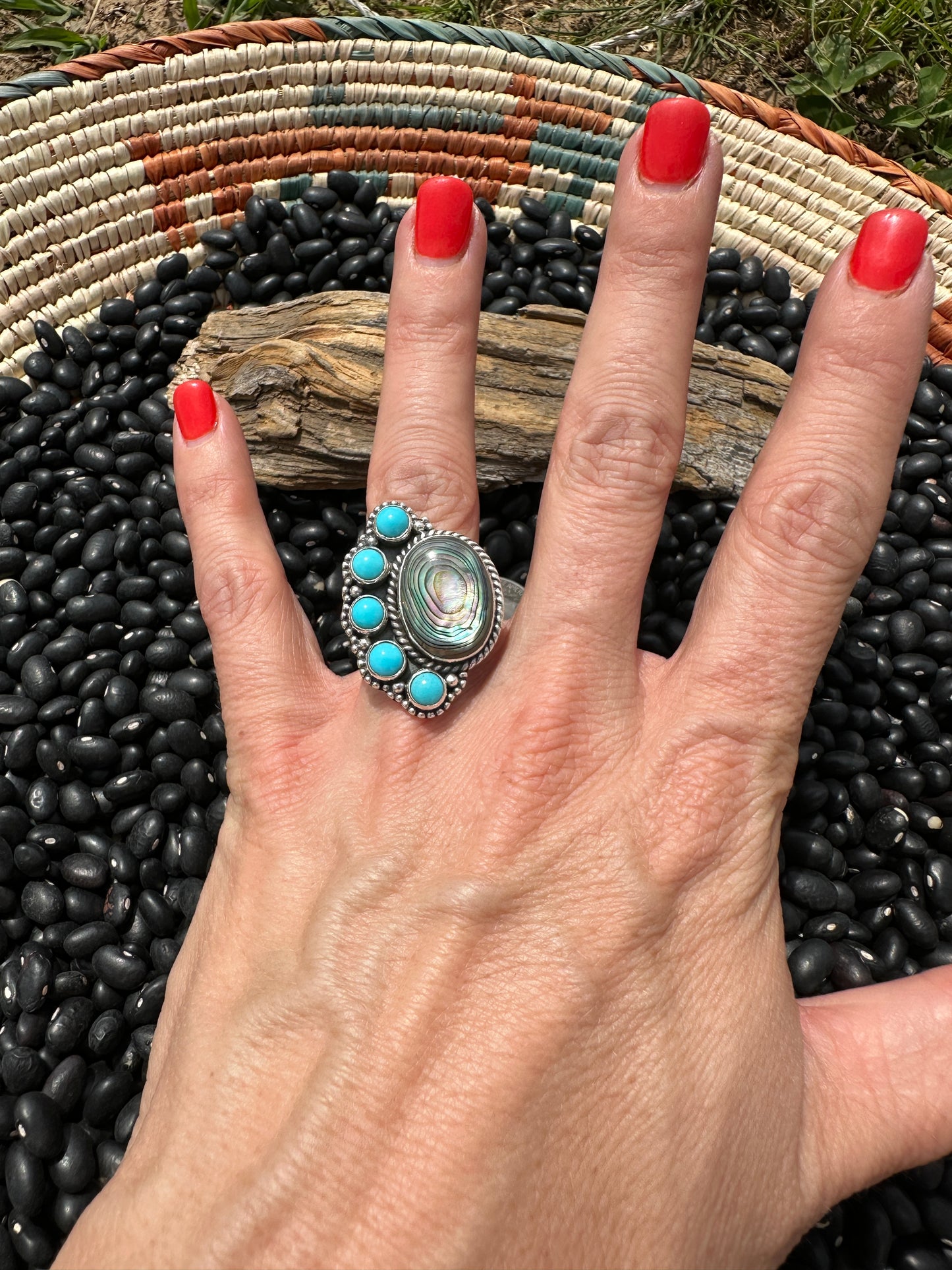 Abalone & Turquoise Ring