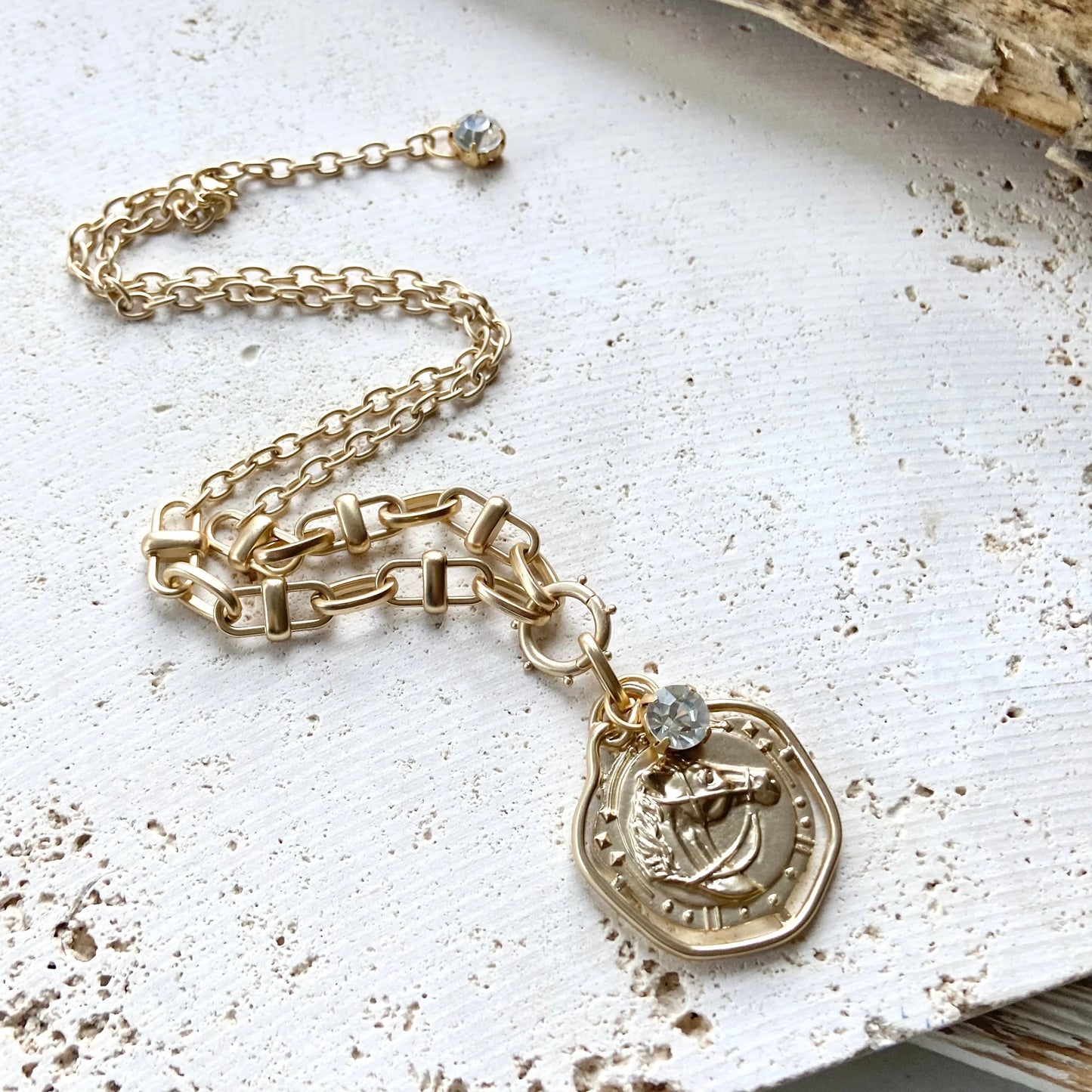 Gold Horse Coin Necklace