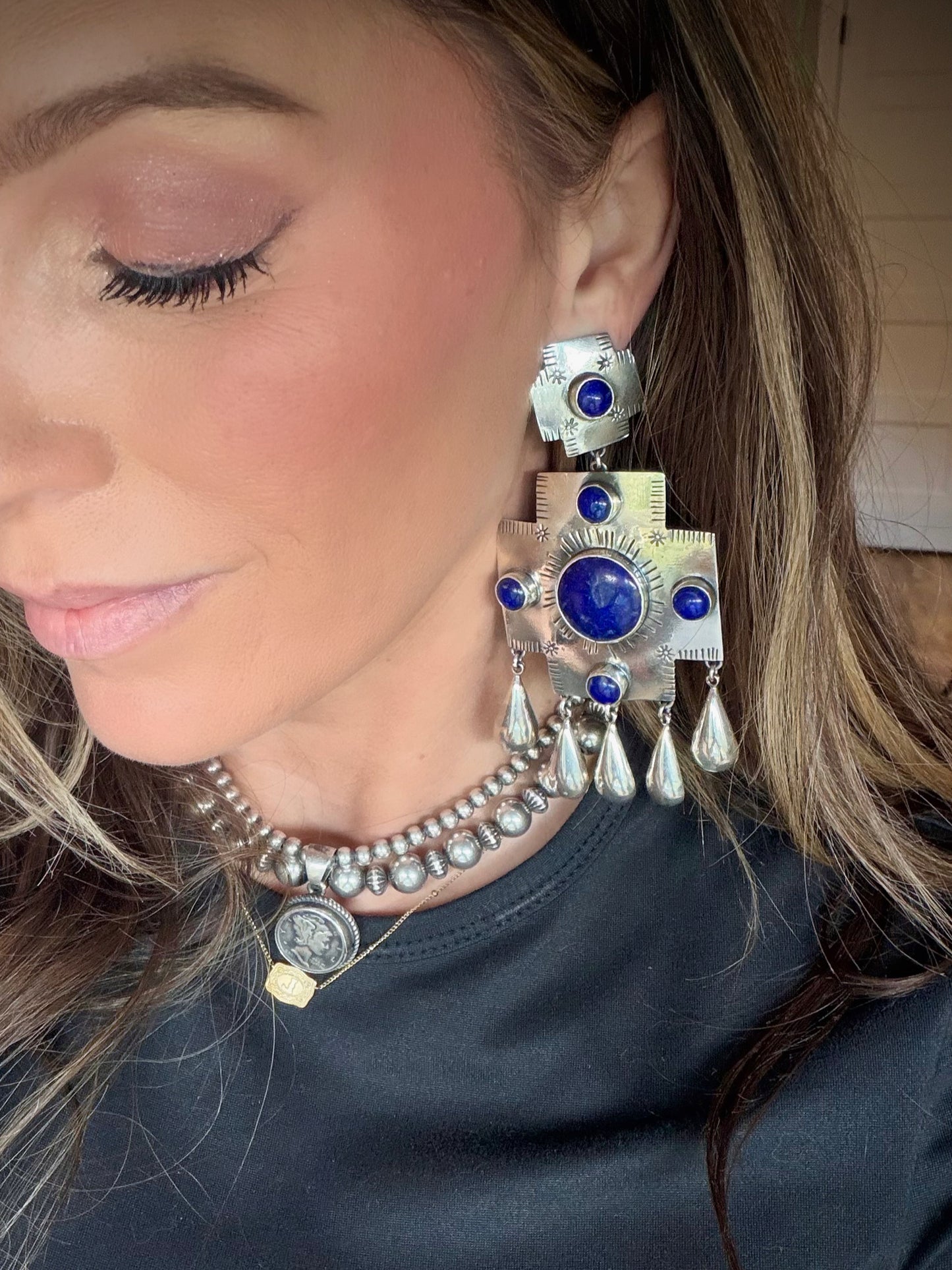 Federico Lapis Big Cross Earrings