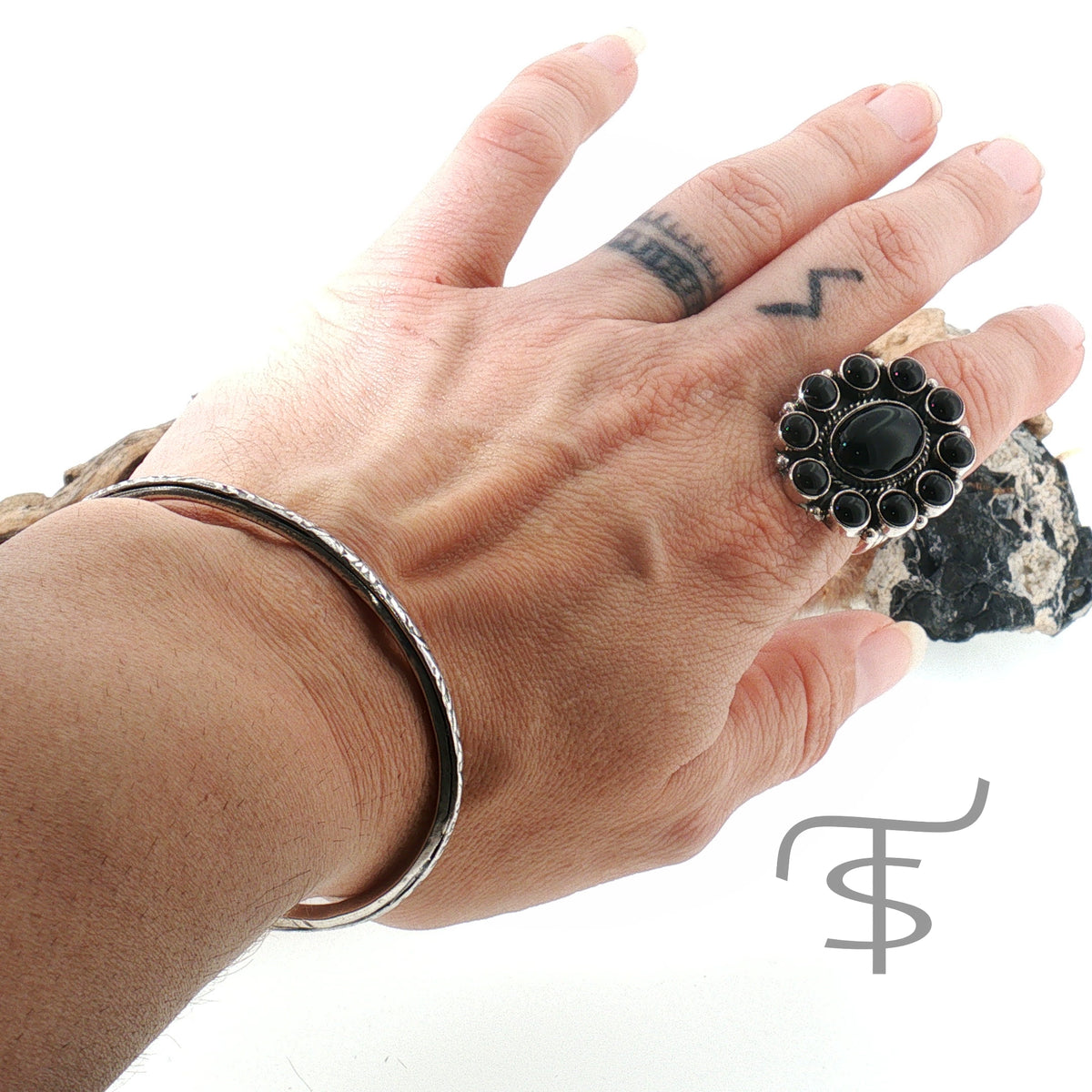 Tooled Sterling Open Cuff Bracelet