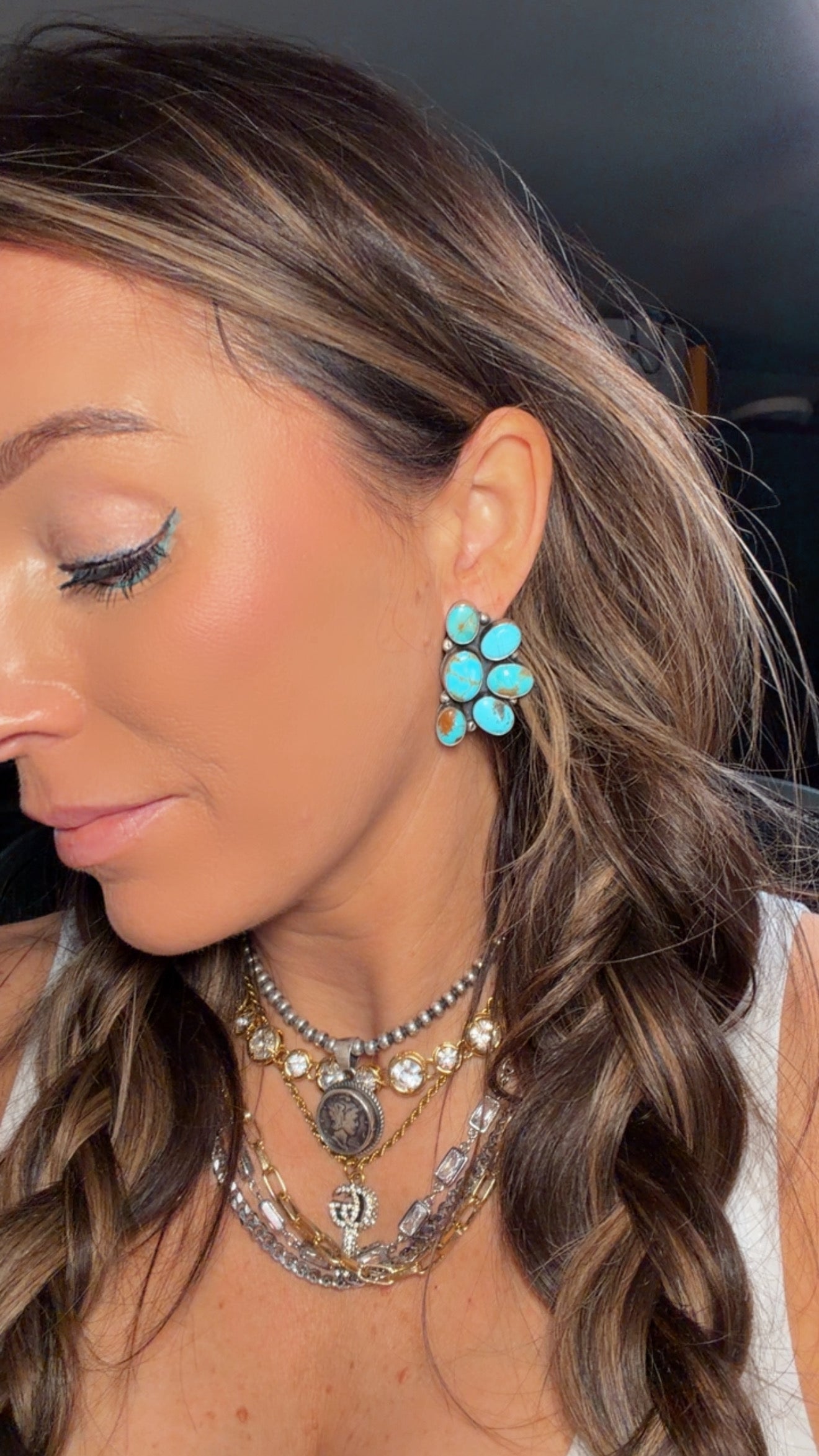 Bold & Beautiful Turquoise Cluster Earrings