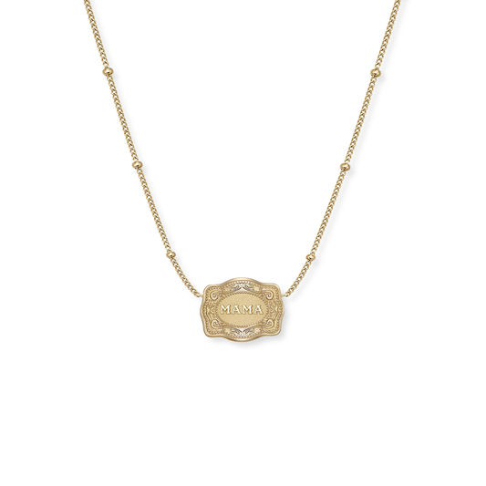SpurWest Ultra Mini Mama Buckle Necklace- Gold