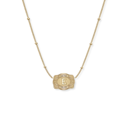 SpurWest Ultra Mini Buckle Initial Necklaces- Gold
