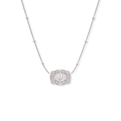SpurWest Ultra Mini Buckle Initial Necklaces- Silver